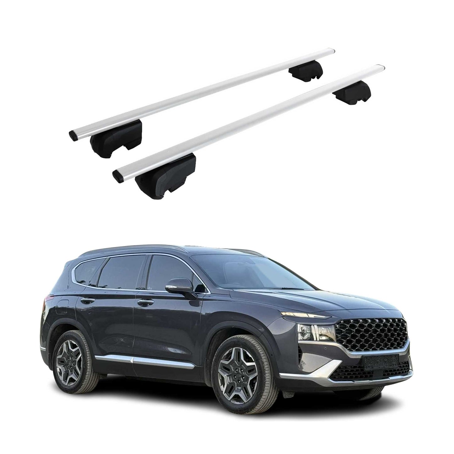Dachträger Grundträger für Hyundai Santa Fe 2019-2023 Metall Silber ABE 2x OMAC DE