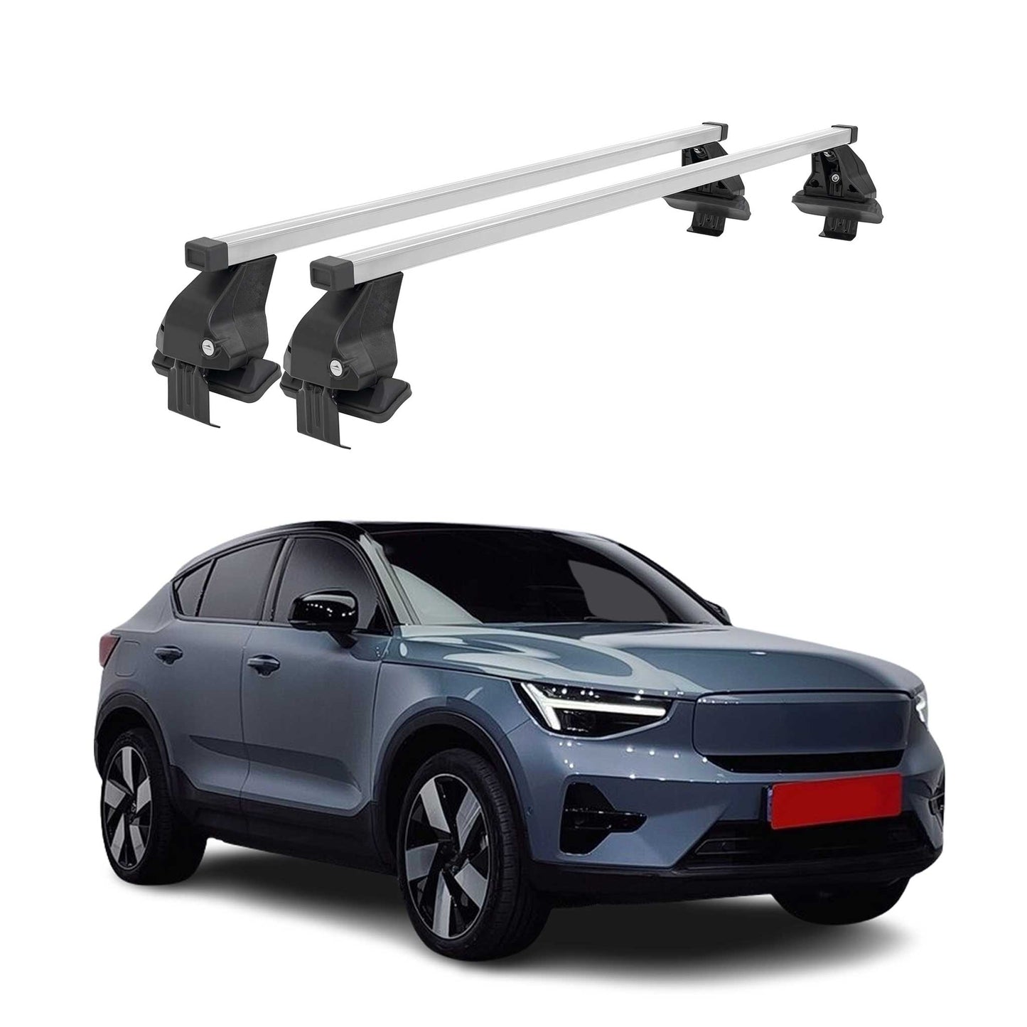 Menabo Dachträger Grundträger für Volvo C40 Recharge 2022-2025 Stahl Grau 2tlg OMAC DE