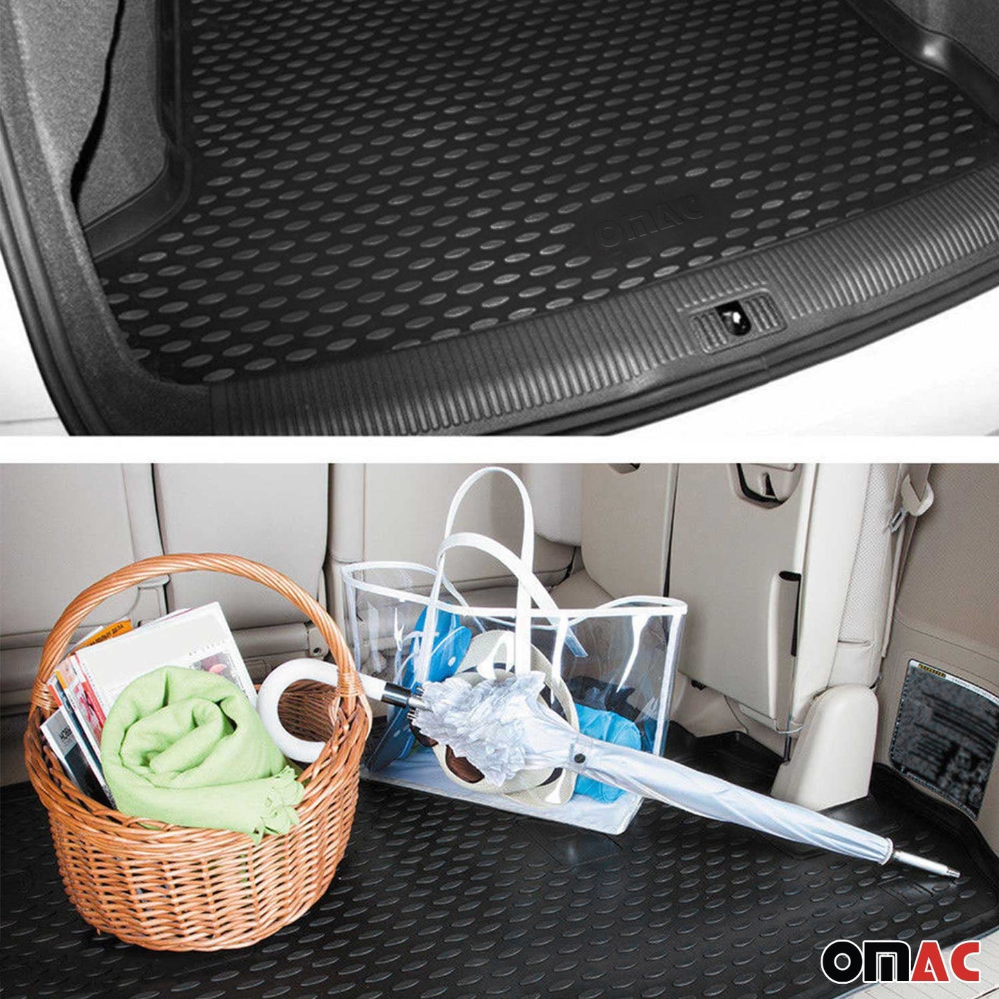 Fußmatten & Kofferraumwanne Set für Honda Jazz 2007-2015 Gummi TPE Schwarz 5x OMAC DE
