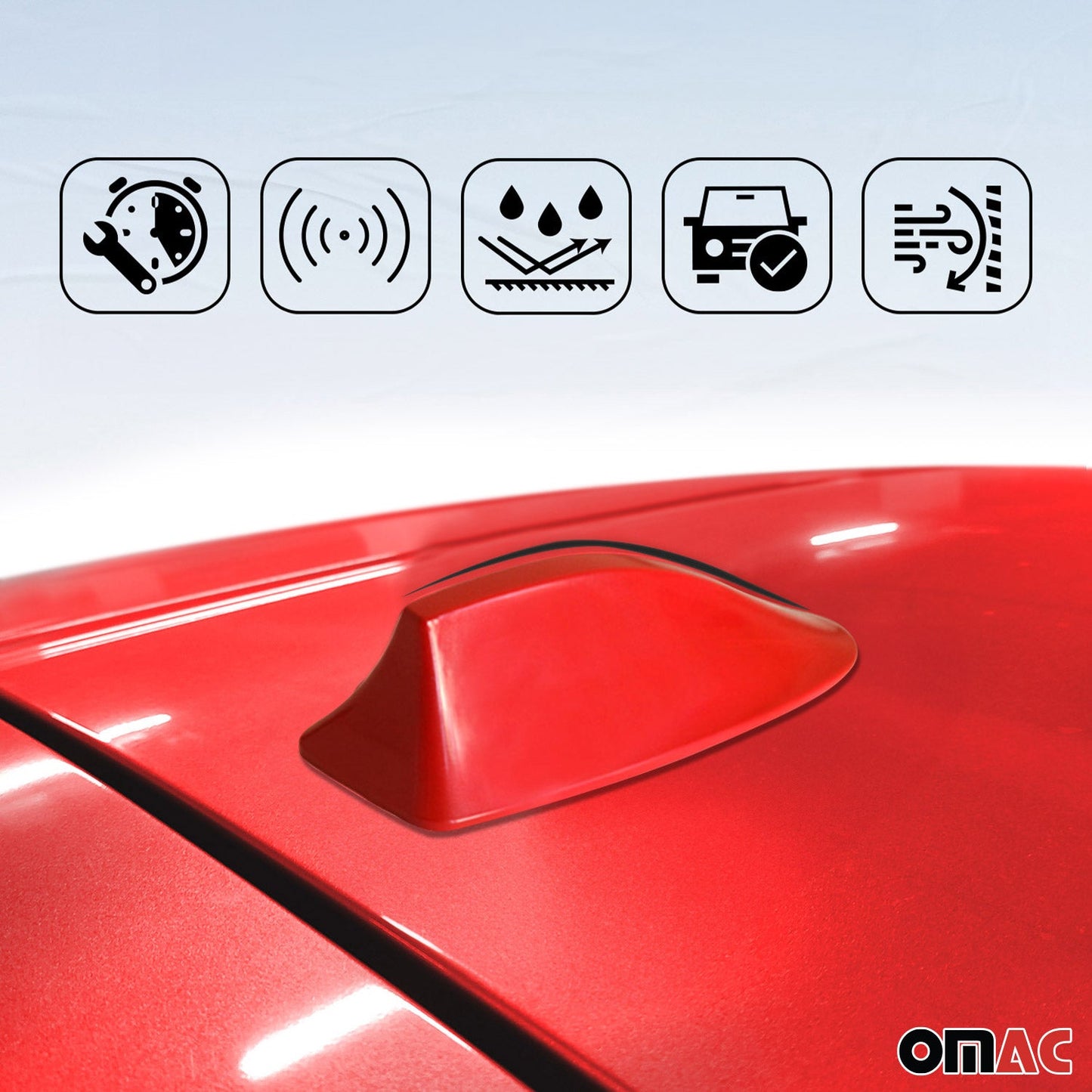 Dachantenne Autoantenne AM/FM Autoradio Shark Antenne Haifischflosse Rot OMAC DE
