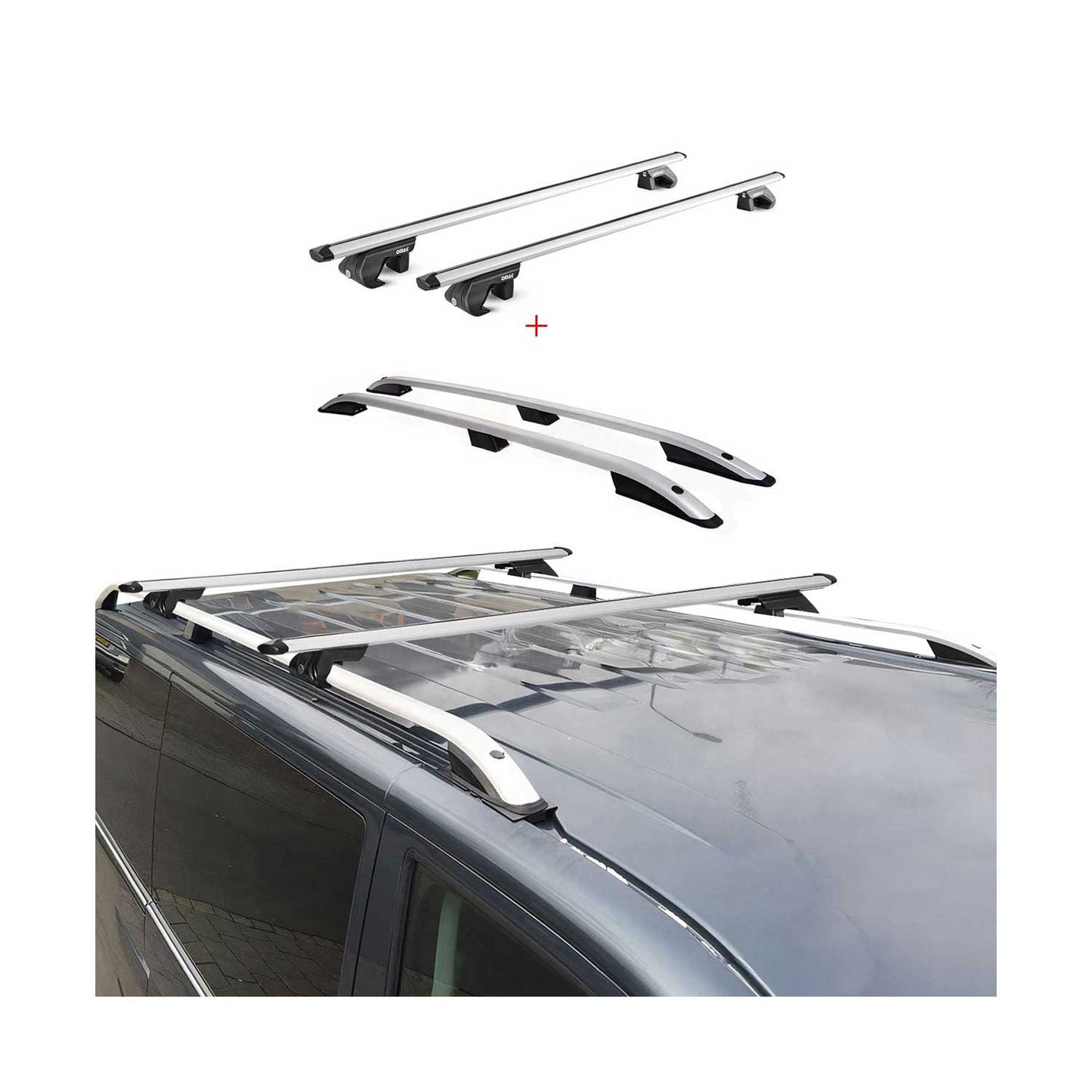 Dachreling + Dachträger Satz für VW Tiguan 2007-2016 Aluminium Silber 4 tlg OMAC DE