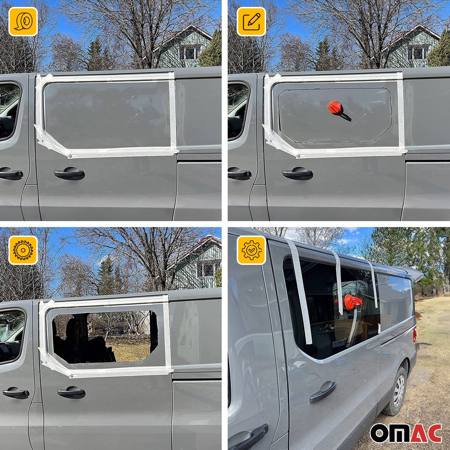 Seitenfenster Sicherheitsglas für Ford Transit Custom ab 2023 Hinten Rechts L2 OMAC DE