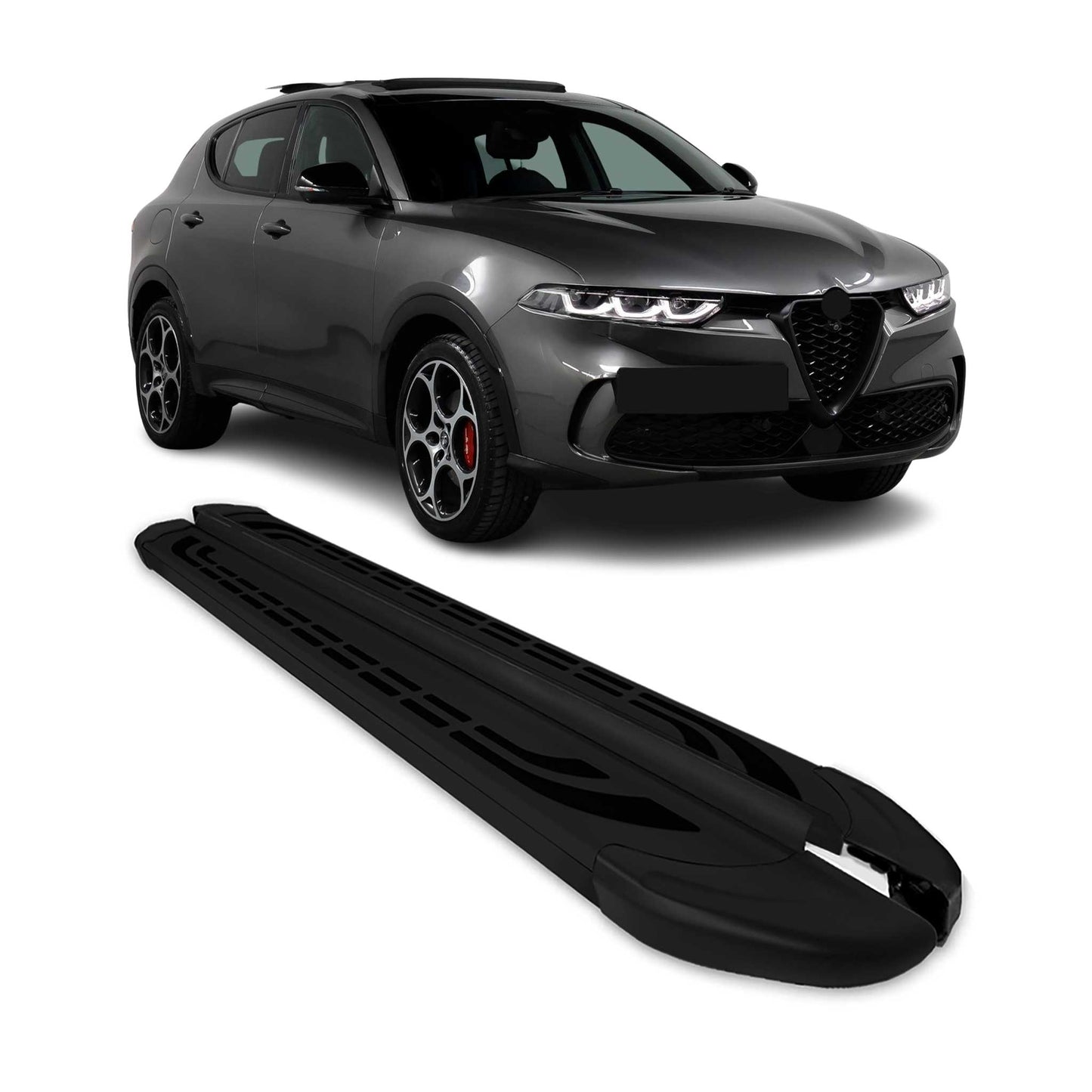 Trittbretter Seitenschweller für Alfa Romeo Tonale 2022-2025 Schwarz 2 tlg OMAC DE