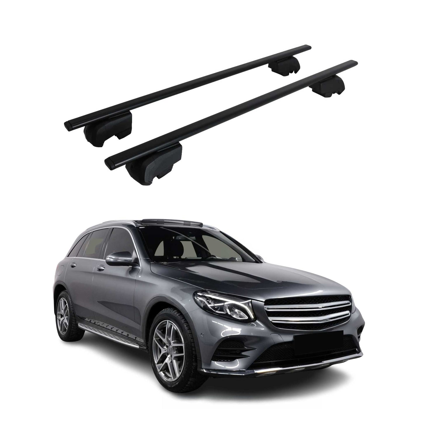 Dachträger Grundtäger für Mercedes GLC X253 2015-2022 75kg Metall Schwarz 2 tlg OMAC DE