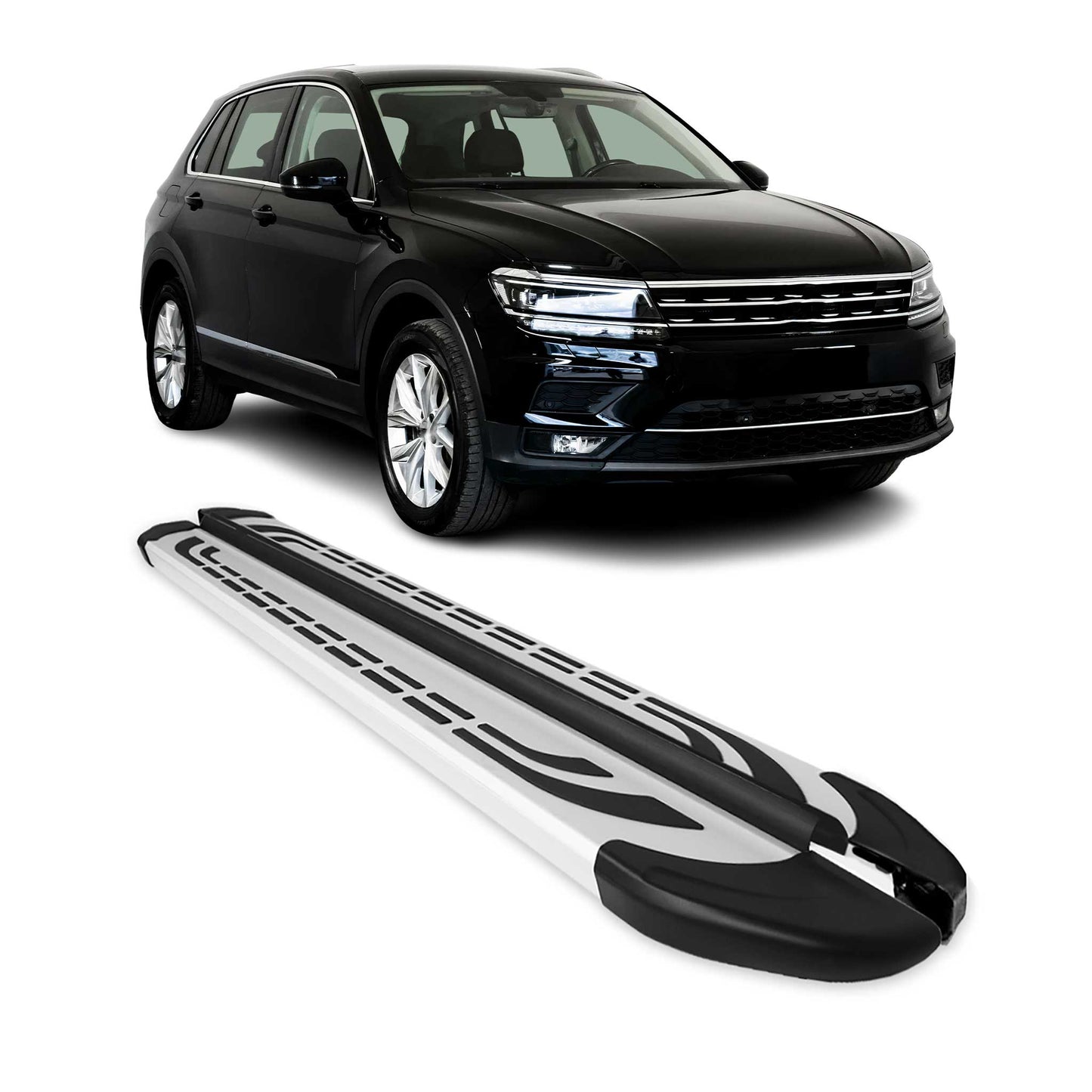 Trittbretter Schweller Seitenbretter für VW Tiguan Allspace 2016-2024 Alu Silber OMAC DE