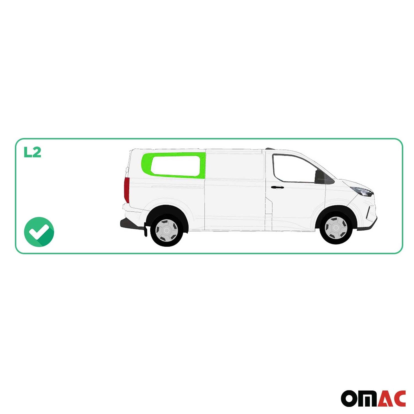 Seitenfenster Sicherheitsglas für Ford Transit Custom ab 2023 Hinten Rechts L2 OMAC DE