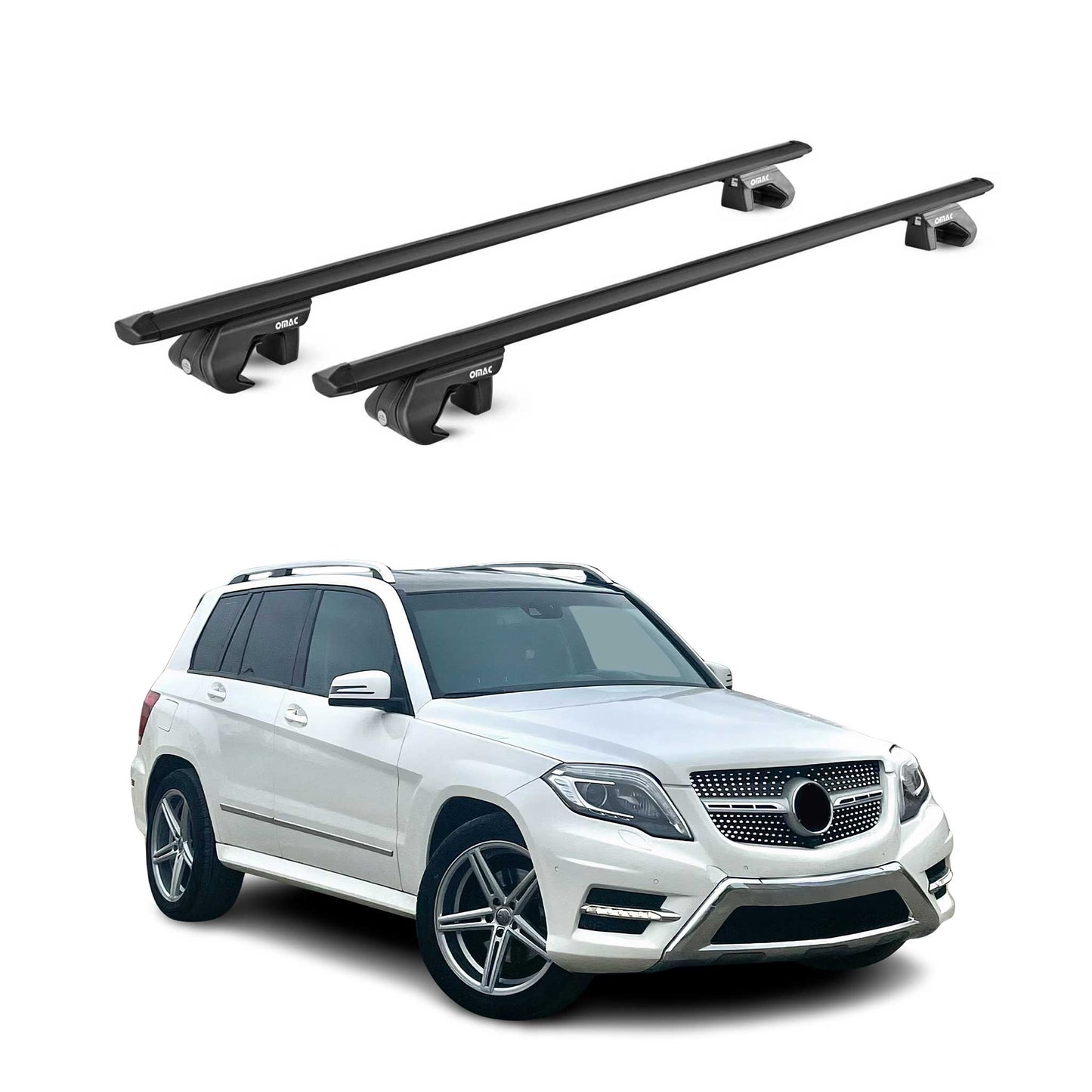 Dachträger Grundtäger für Mercedes GLK Klasse X204 2008-15 90kg Alu ABE Schwarz OMAC DE