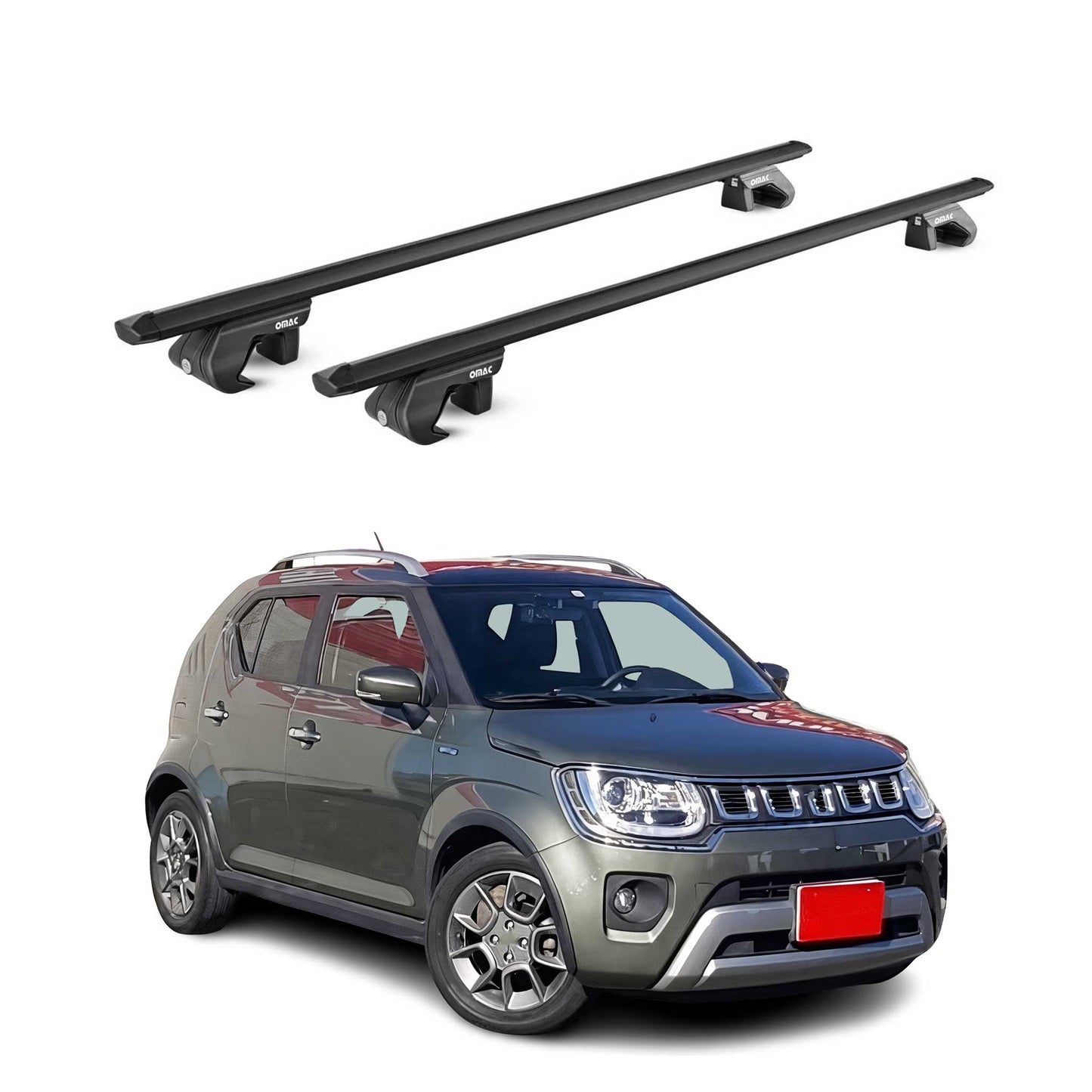 Dachträger Grundtäger für Suzuki Ignis mk2 2016-2025 90kg Alu Schwarz 2 tlg ABE OMAC DE