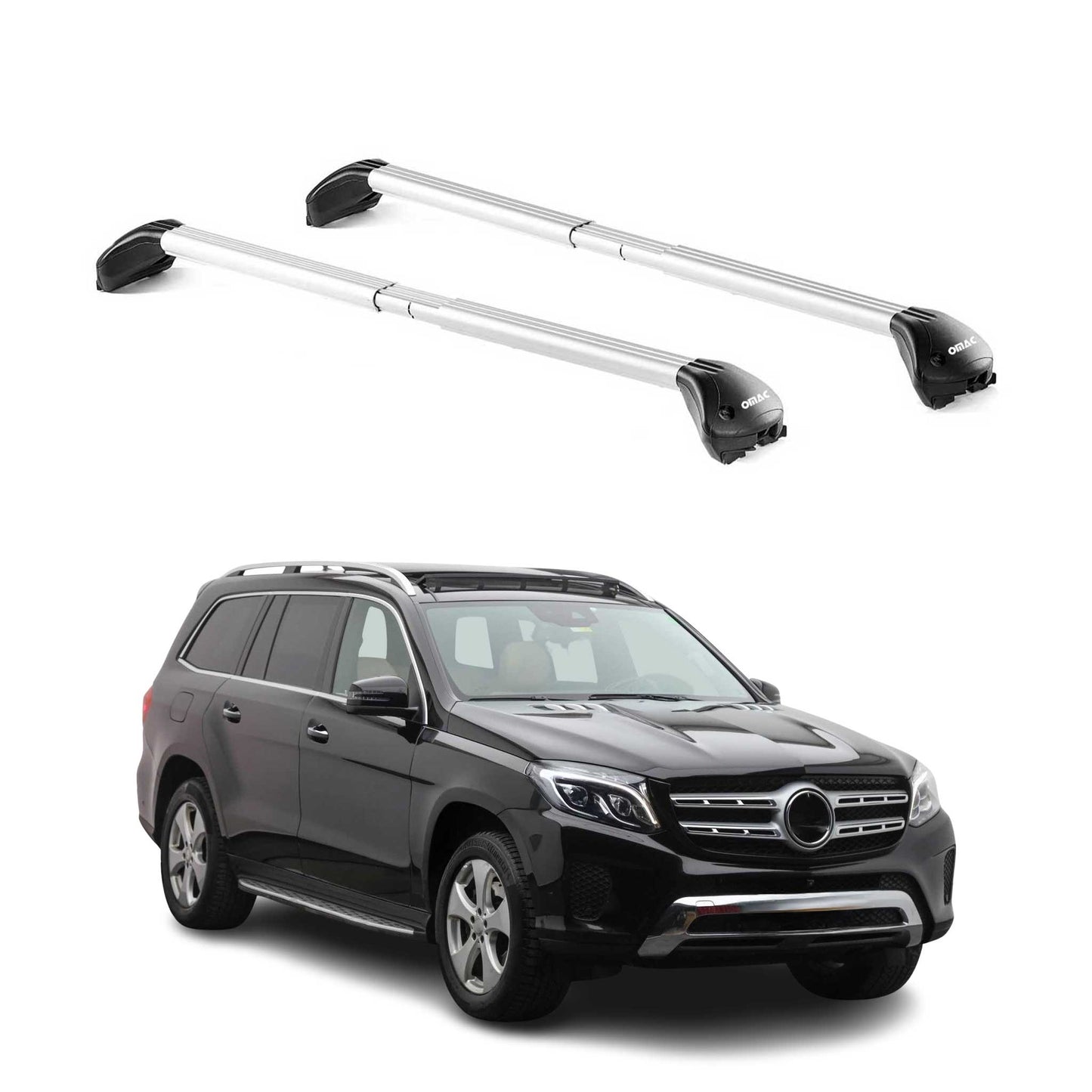 Dachträger Grundtäger für Mercedes GLS X166 2016-2019 100kg Alu Silber 2 tlg ABE OMAC DE