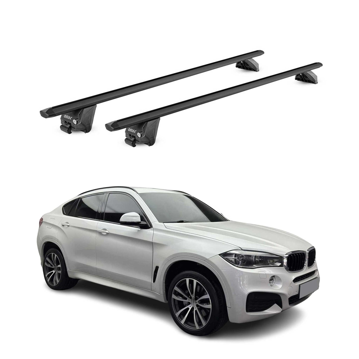Dachträger Grundtäger für BMW X6 F16 2014-2019 100kg Aluminium Schwarz 2 tlg ABE OMAC DE