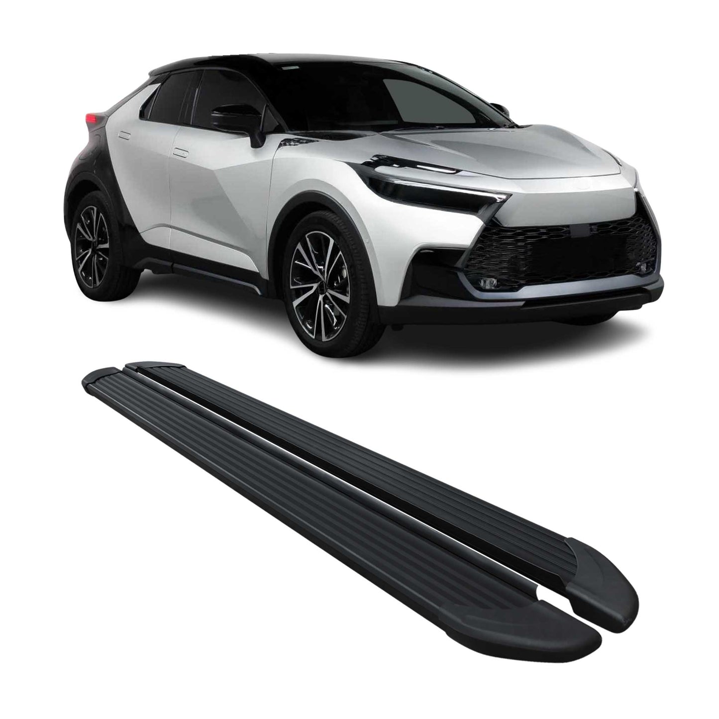 Trittbretter Seitenschweller für Toyota C-HR AX20 2023-2025 Schwarz Alu 2tlg