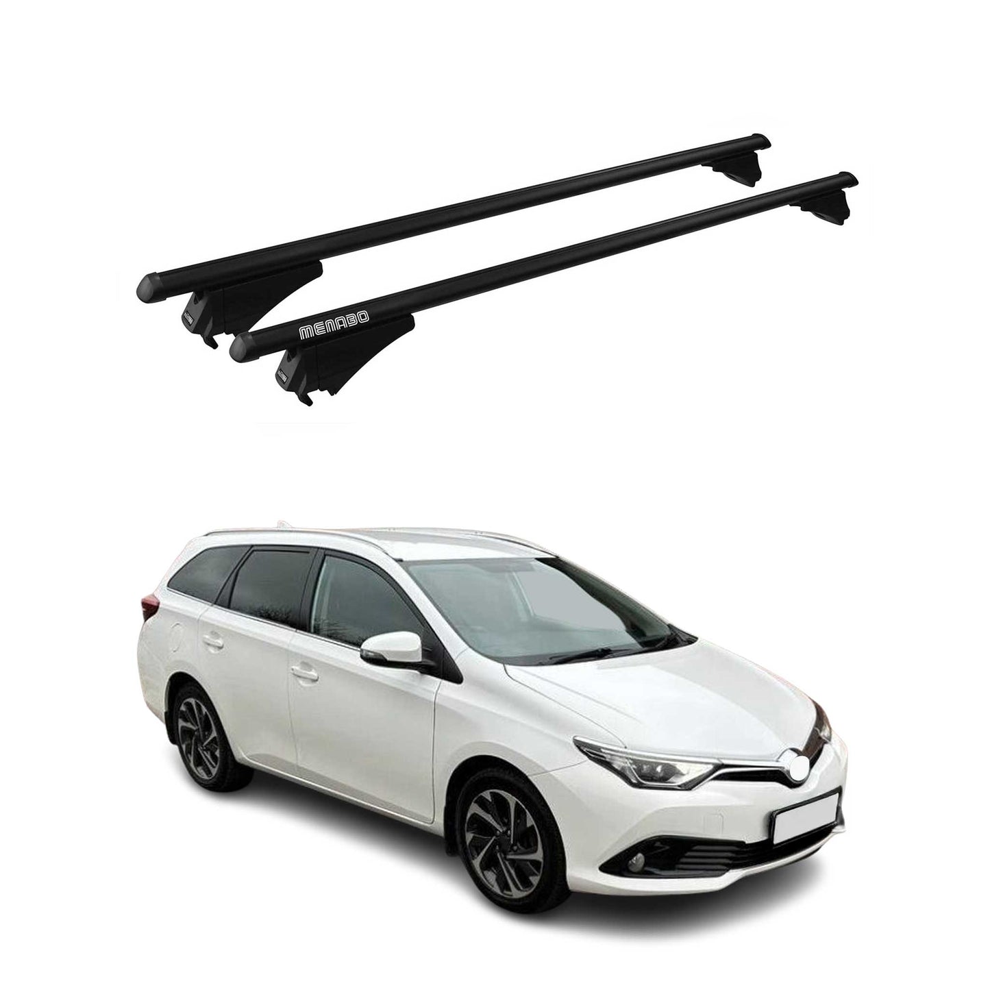 Menabo Dachträger Grundtäger für Toyota Auris mk2 2012-2018 75kg Alu Schwarz 2x OMAC DE