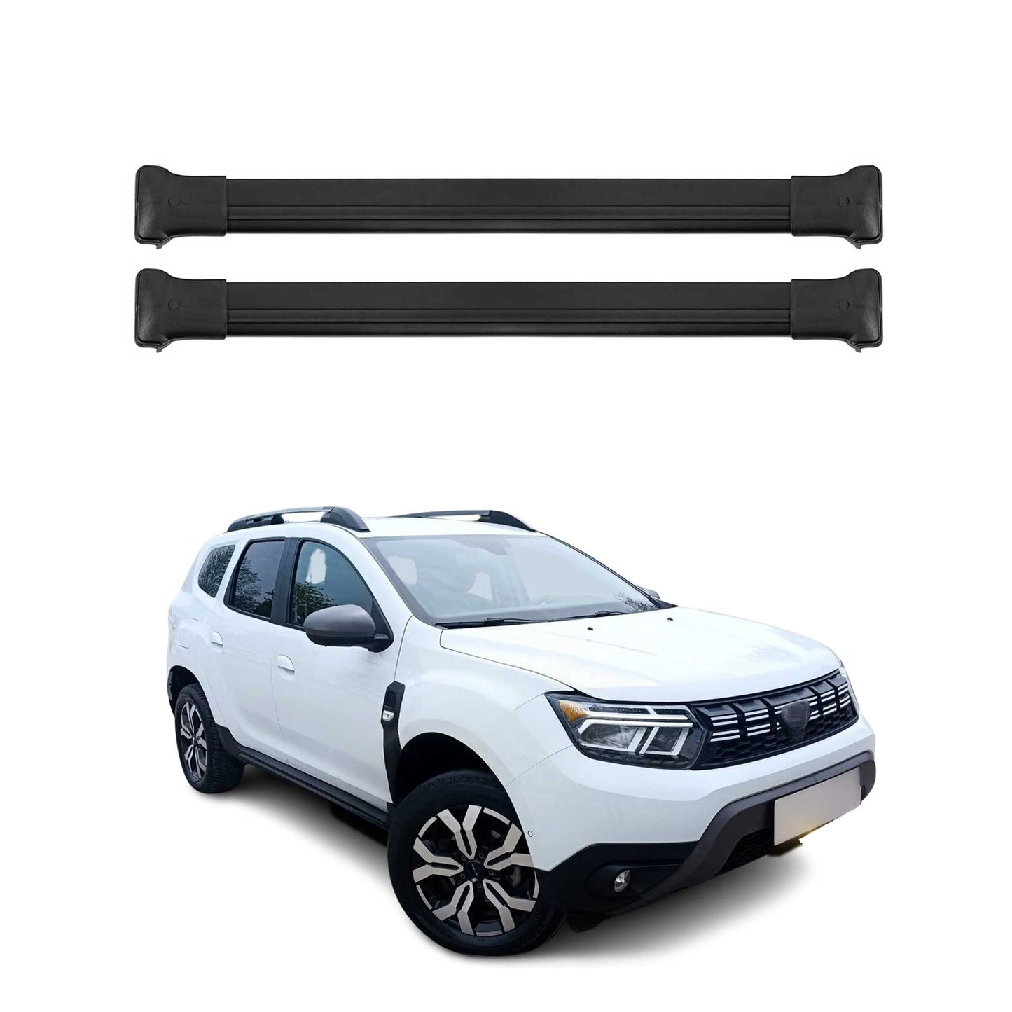 Dachträger Grundtäger für Dacia Duster mk3 2024-2025 75kg Alu Schwarz 2 tlg OMAC DE