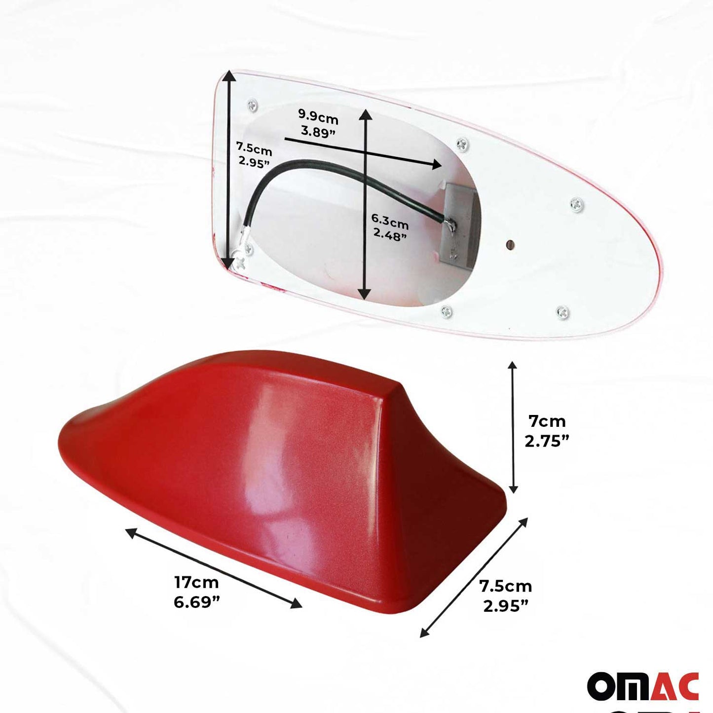 Dachantenne Autoantenne AM/FM Autoradio Shark Antenne Haifischflosse Rot OMAC DE