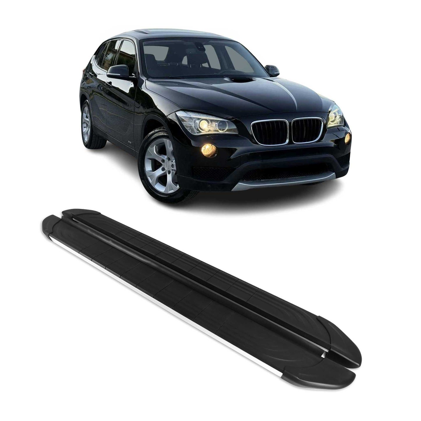 Seitenschweller Trittbretter für BMW X1 2009-2015 Silber Aluminium 2 tlg OMAC DE