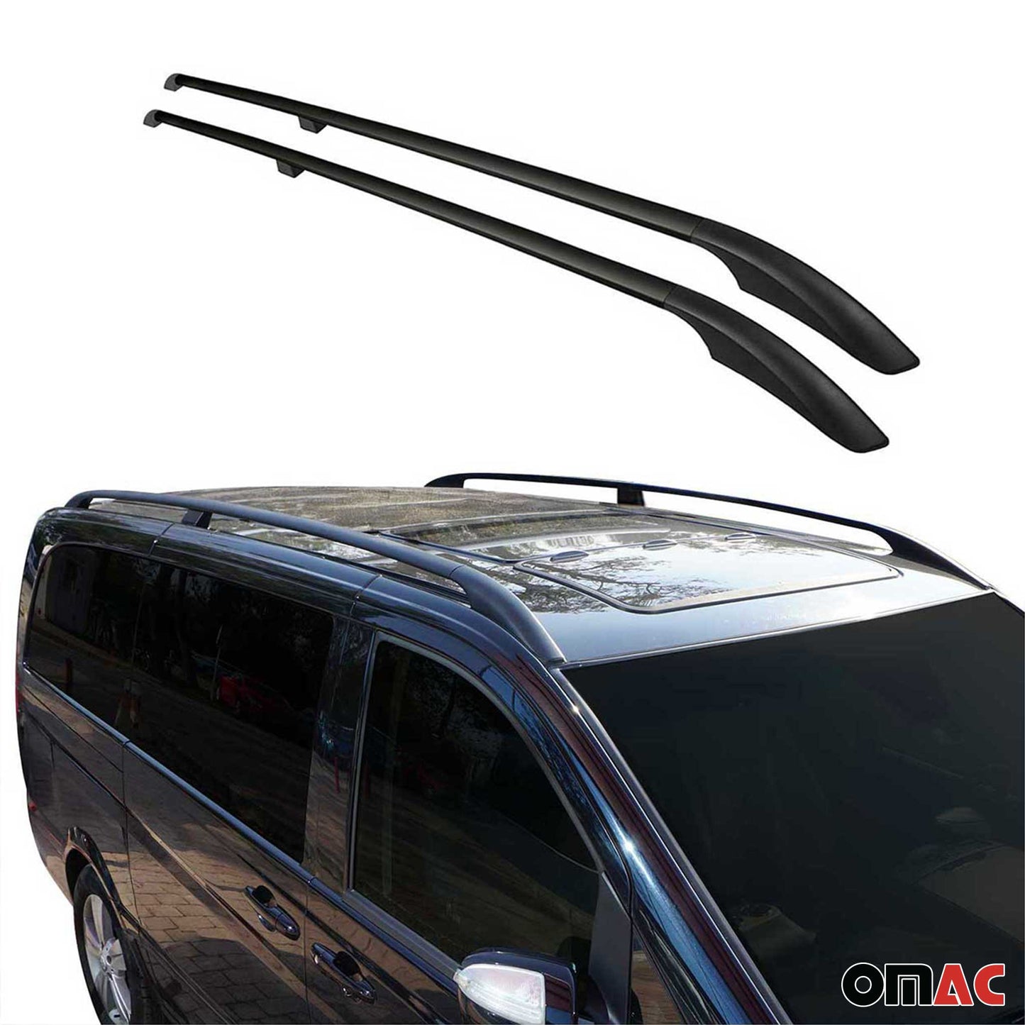 Dachreling Relingträger für VW Amarok 2022-2024 Double Cab Alu Schwarz 2 tlg OMAC DE