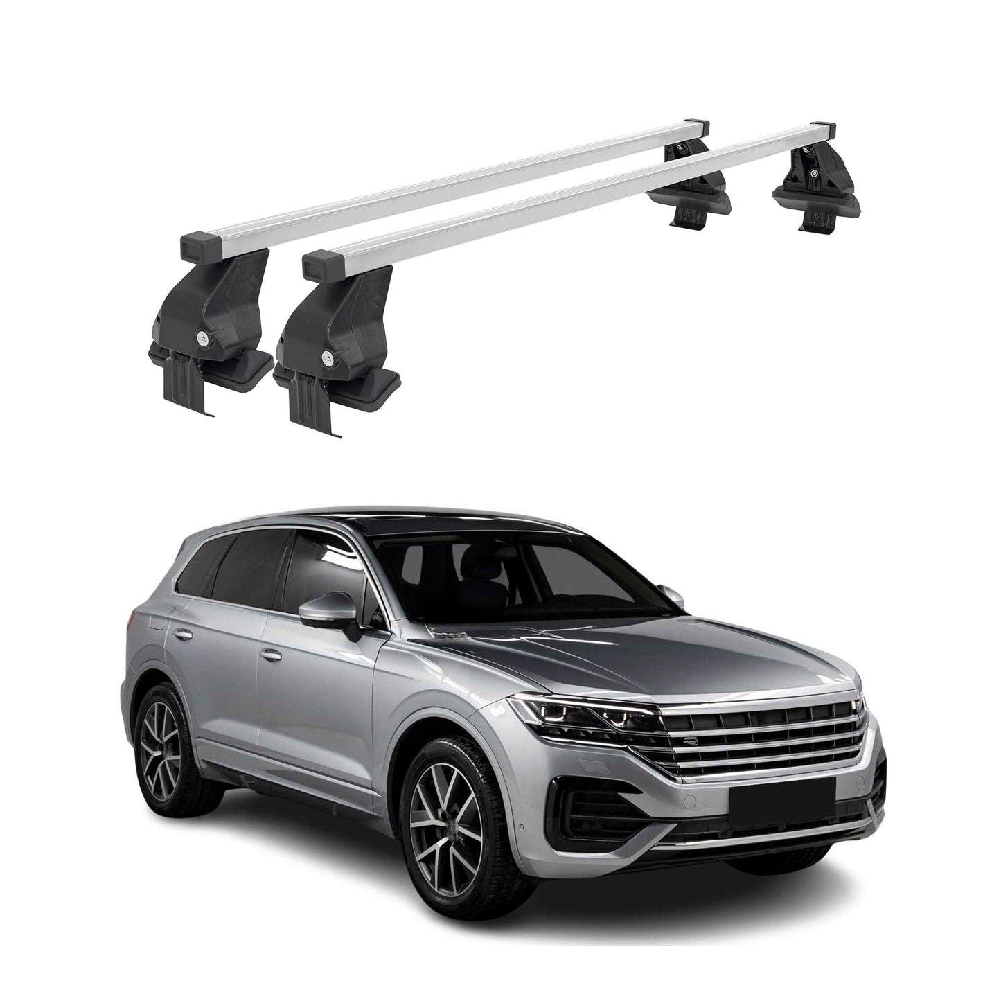 Menabo Dachträger Grundträger für VW Touareg III 2018-2025 Stahl Grau 2tlg OMAC DE