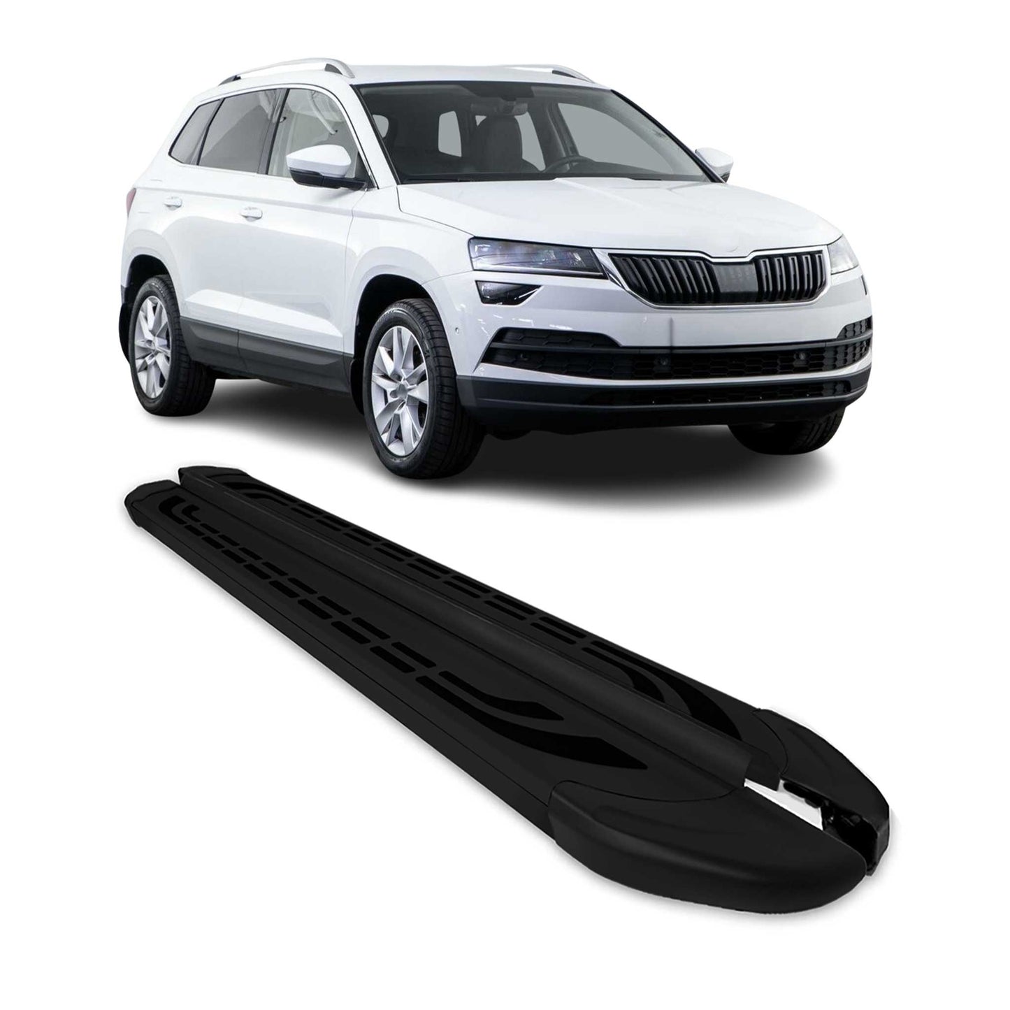 Trittbretter Seitenschweller für Skoda Karoq 2017-2025 Schwarz Aluminium 2 tlg - autoseifert.com