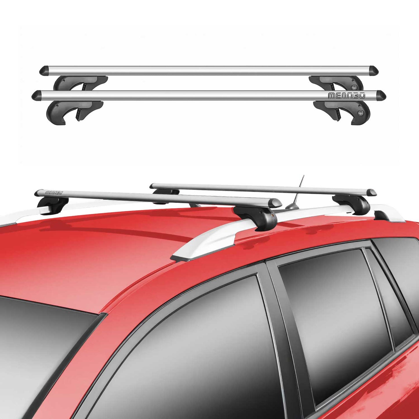 2024-2025 VW Tiguan Menabo Dachträger Grundtäger 90kg Alu Silber 2x OMAC DE