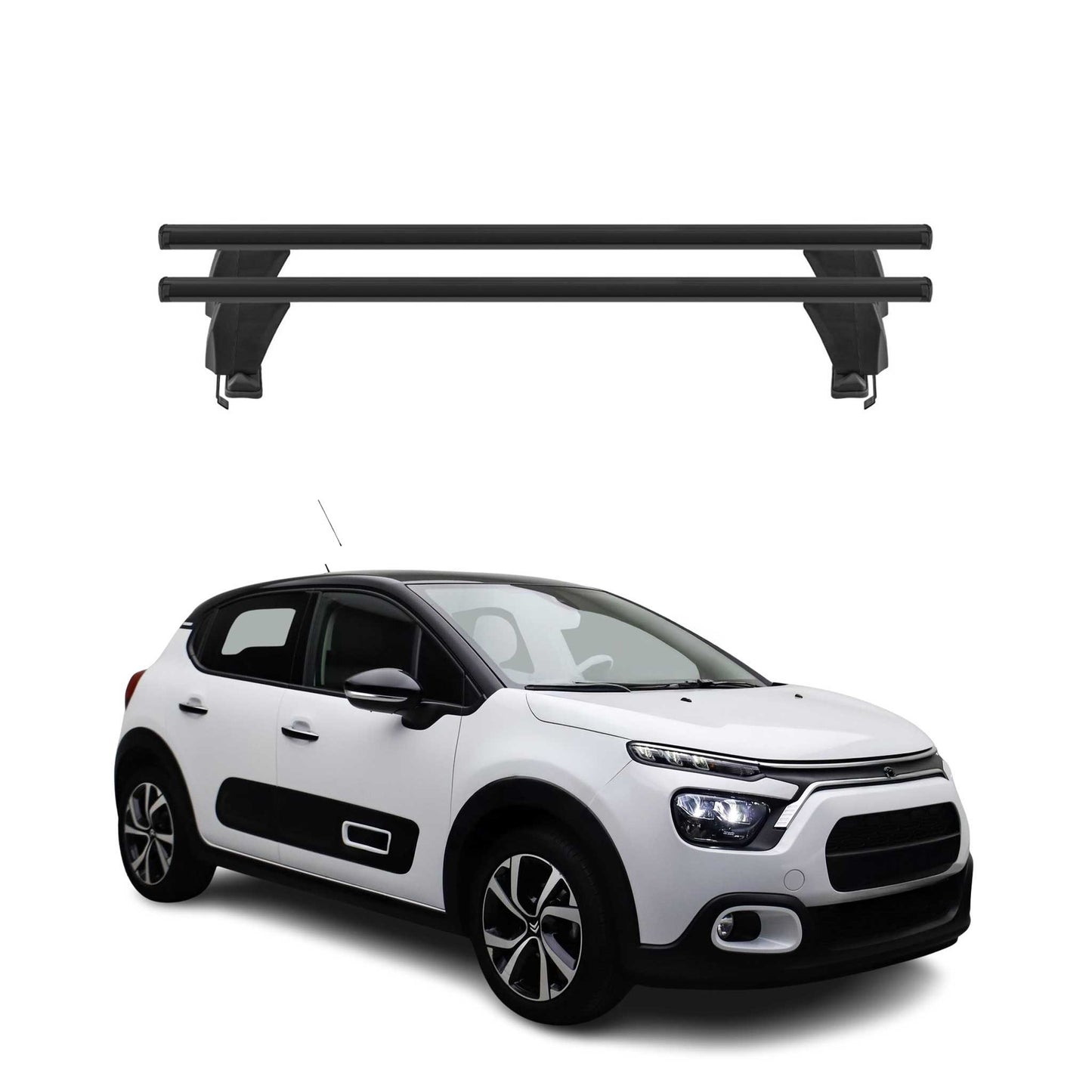 Menabo Dachträger Grundträger für Citroën C3 IV 2024-2025 Alu Schwarz 2tlg OMAC DE
