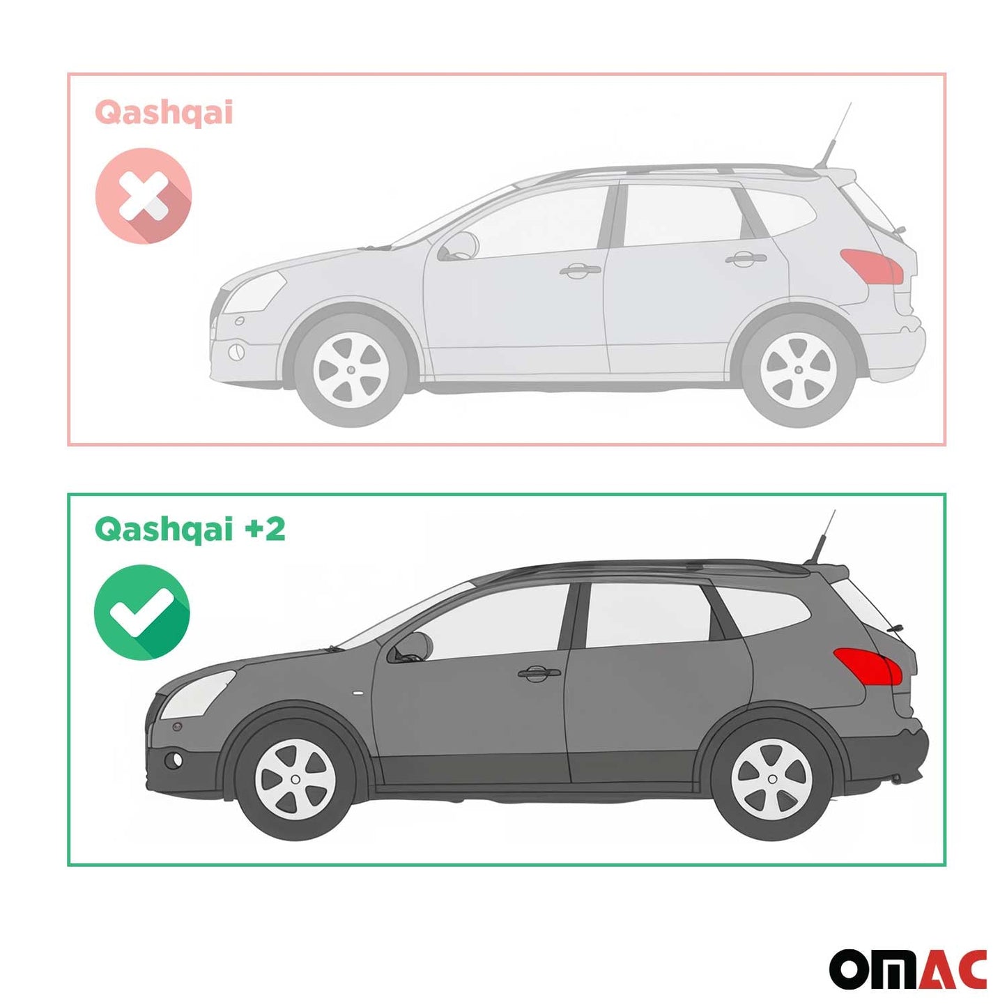 Trittbretter Seitenschutz für Nissan Qashqai +2 NJ10 2008-14 Stahl Schwarz Grau OMAC DE