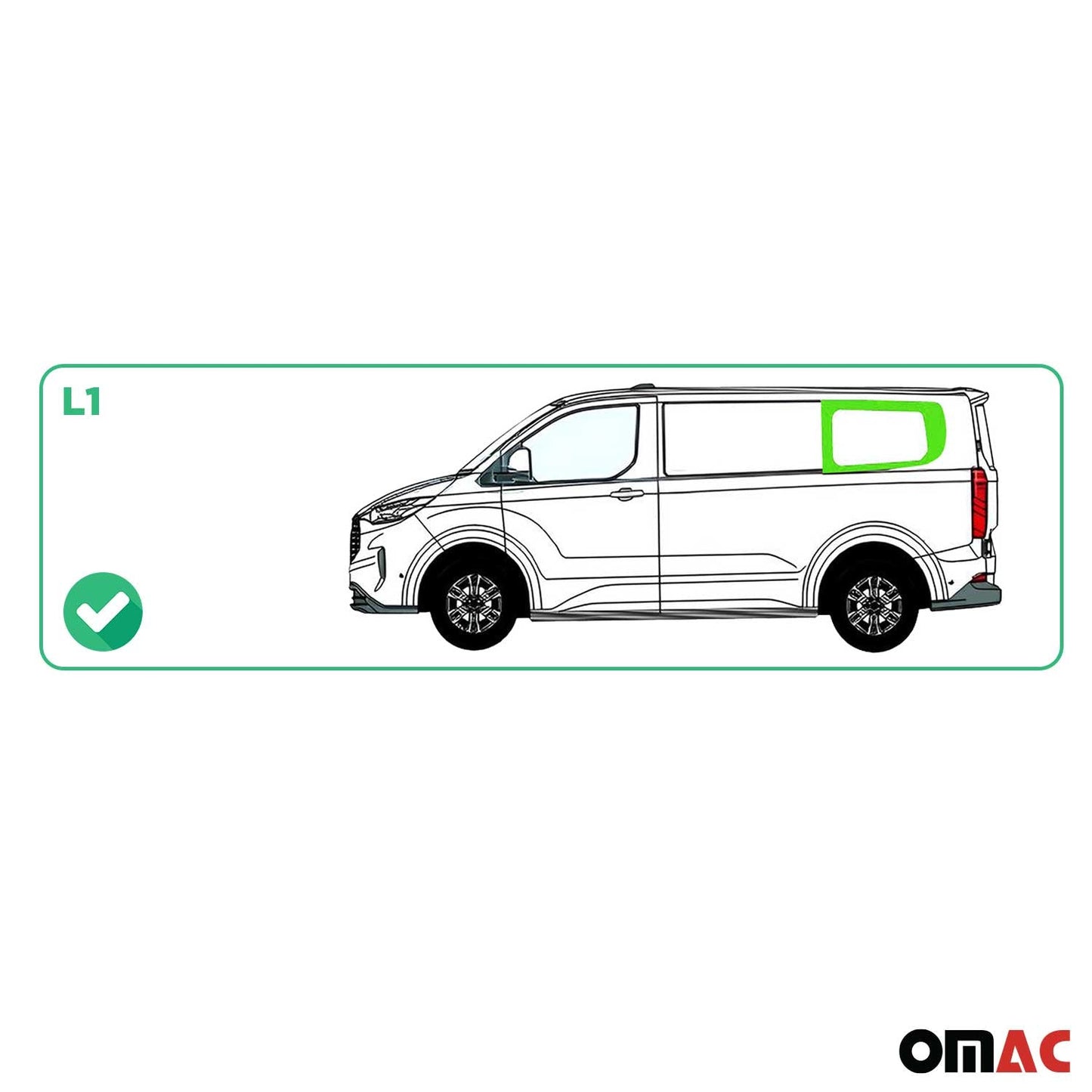 Seitenfenster Sicherheitsglas für Ford Transit Custom ab 2023 Hinten Links L1 OMAC DE