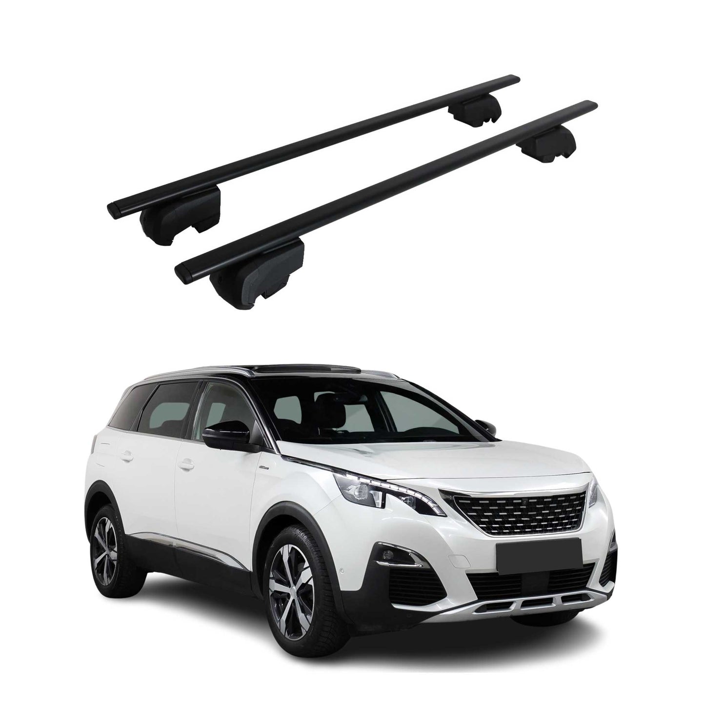 Dachträger Grundtäger für Peugeot 5008 mk2 2017-2024 75kg Metall Schwarz 2 tlg OMAC DE