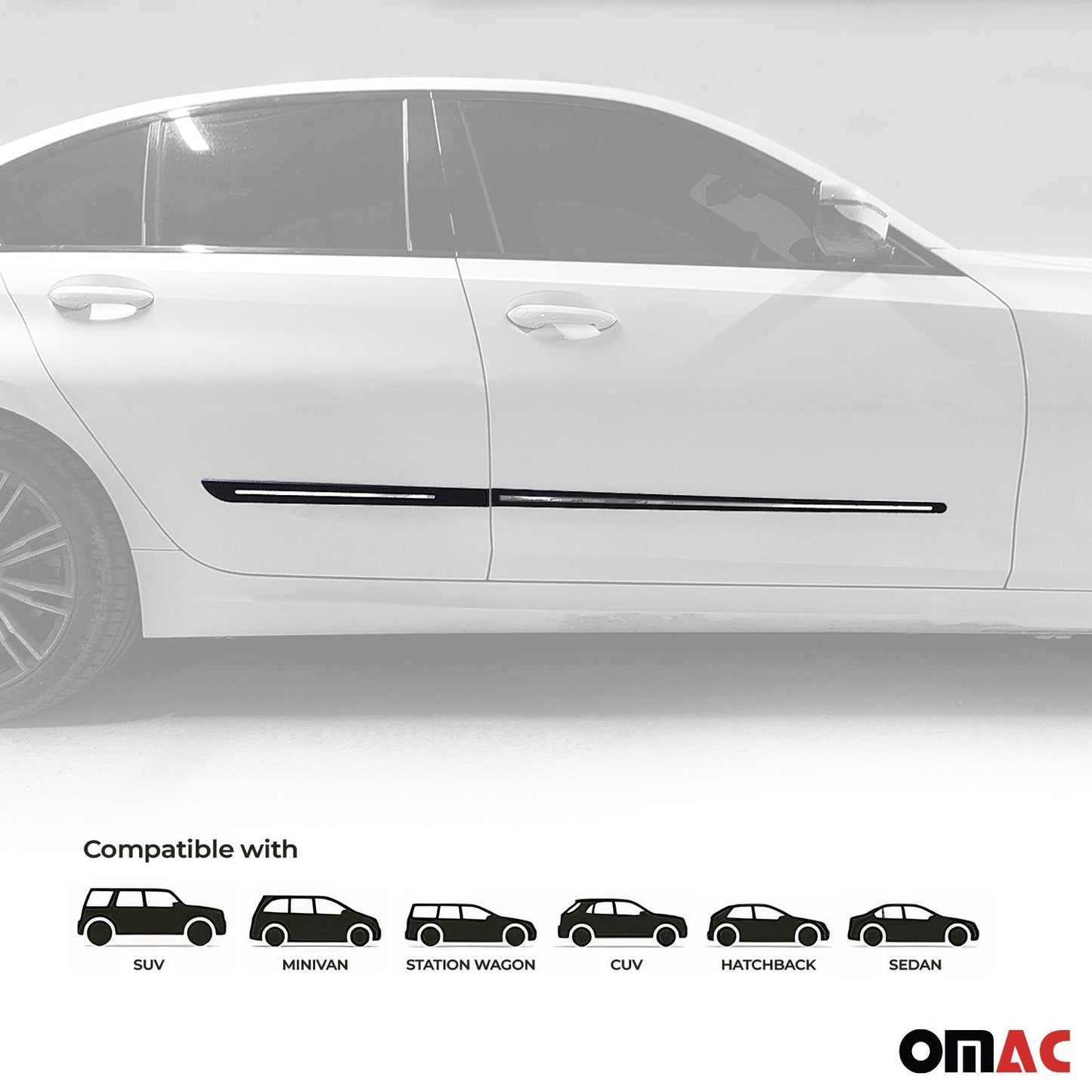 Seitentürleiste Türschutzleiste für Skoda Karoq 2017-25 Polypropylene Chrome 4x OMAC DE
