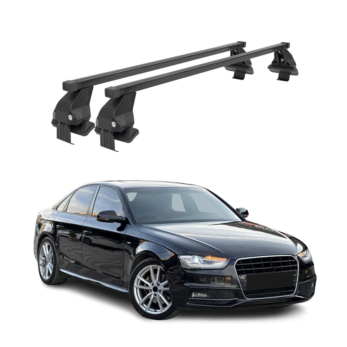Menabo Dachträger Grundtäger für Audi A4 B8 Limo 2012-2015 FL 50kg Stahl Schwarz OMAC DE