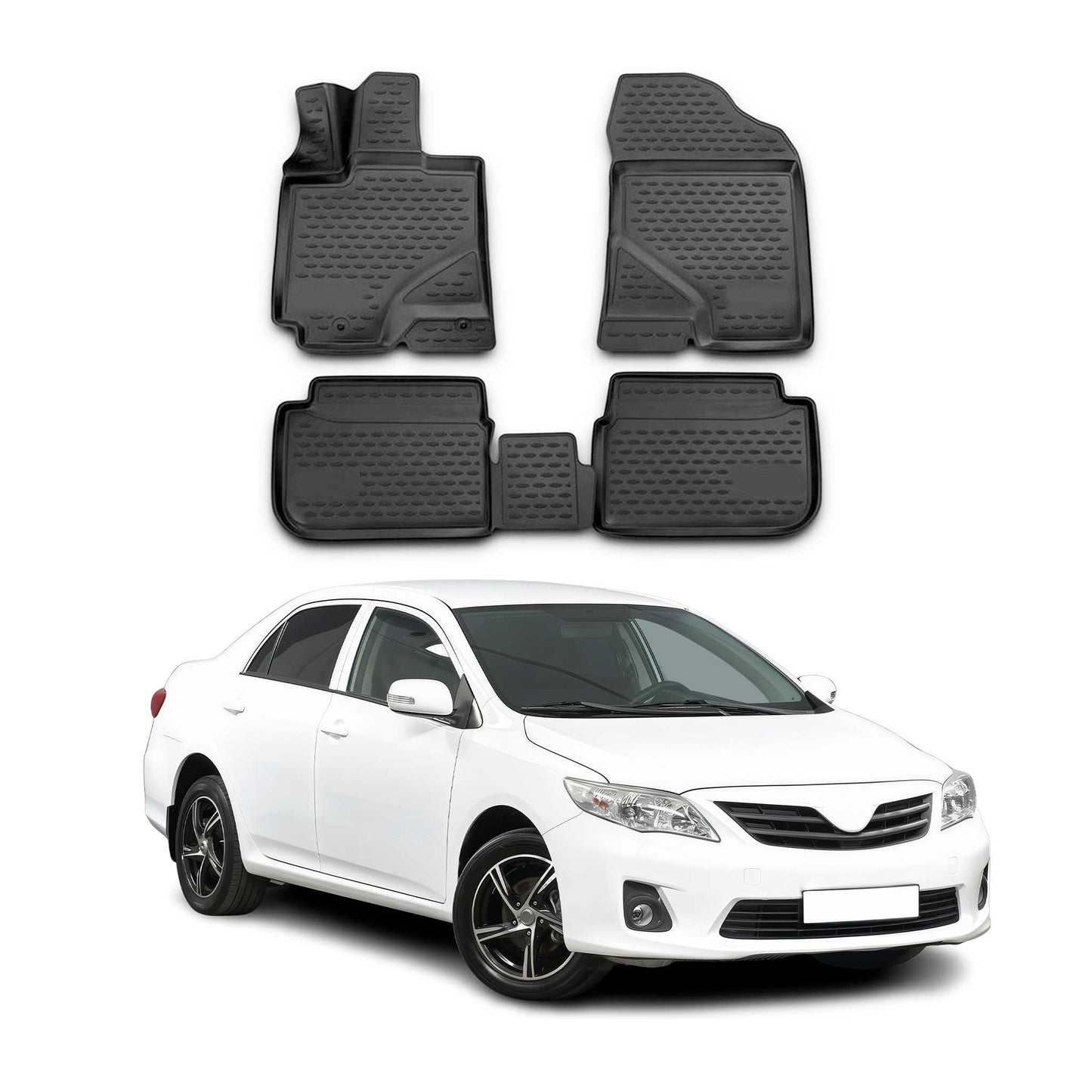 OMAC Gummi Fußmatten für Toyota Corolla E14/15 2007-2013 Automatten Schwarz 4x OMAC DE