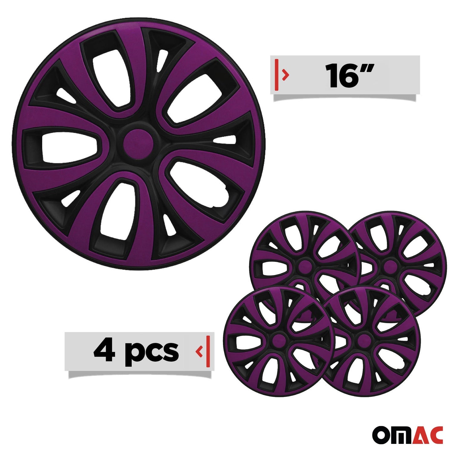 4x Radblenden Radkappen Radzierblenden 16" Zoll Schwarz Lila OMAC DE