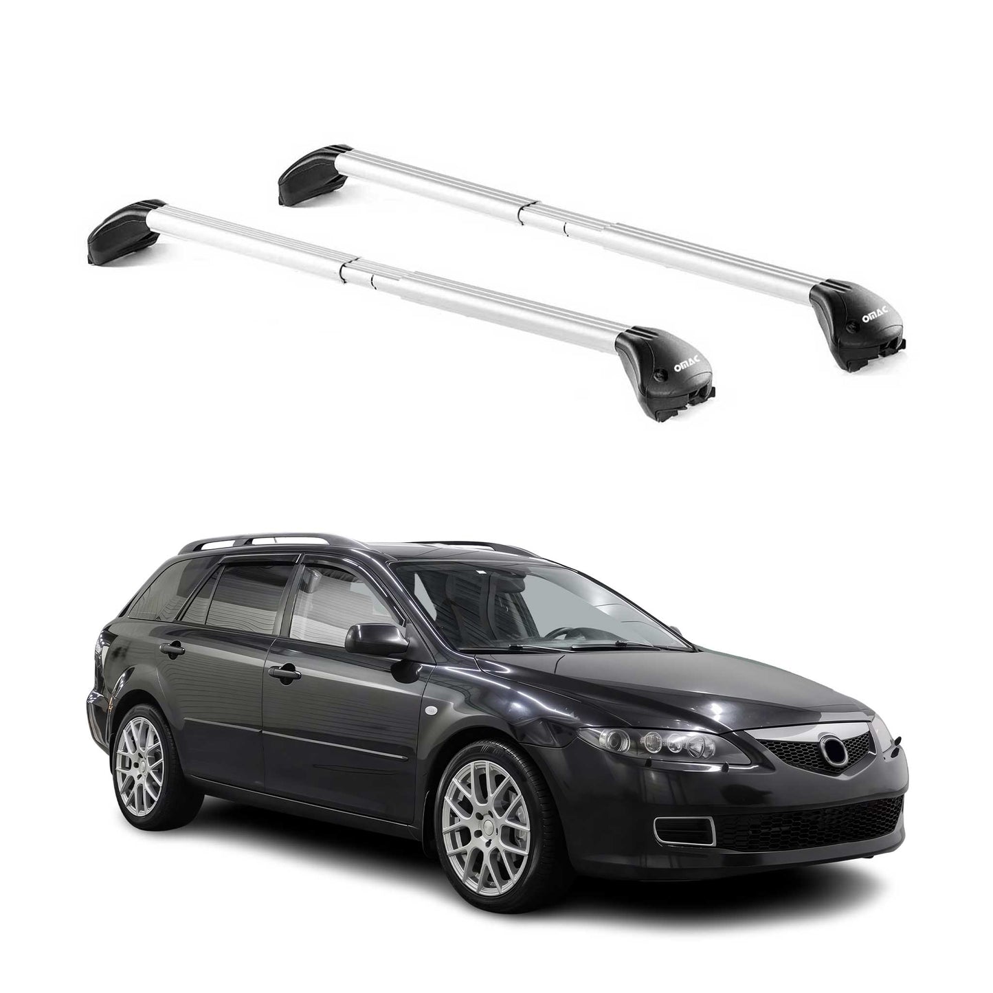 Dachträger Grundtäger für Mazda 6 Kombi 2002-2008 100kg Alu Silber 2 tlg ABE OMAC DE