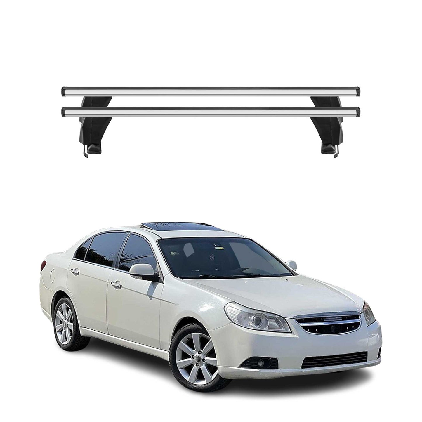 Menabo Dachträger Grundträger für Chevrolet Epica 2005-2011 Alu Grau 2tlg OMAC DE
