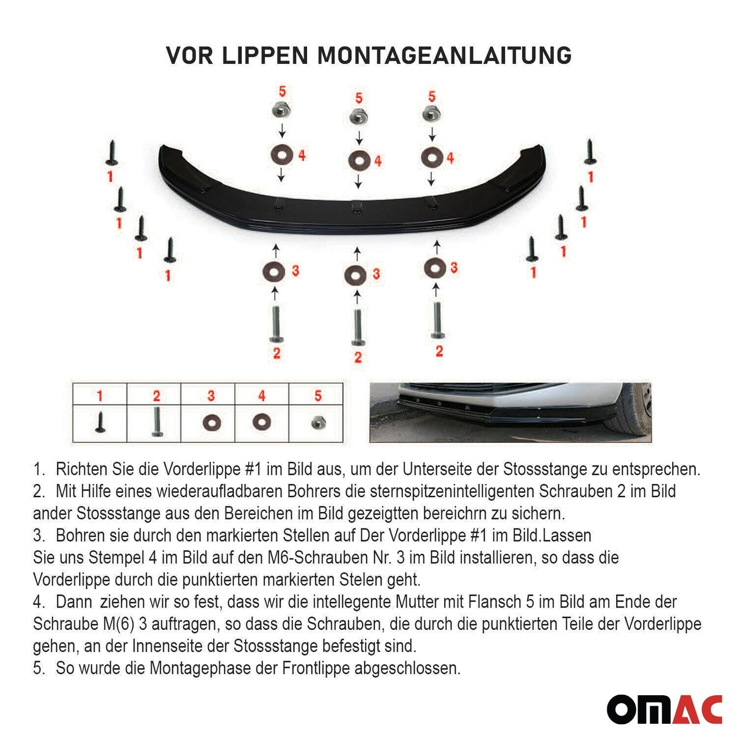 Frontspoiler Lippe Stoßstange Splitter für Honda Civic X 2016-2021 ABS Schwarz OMAC DE