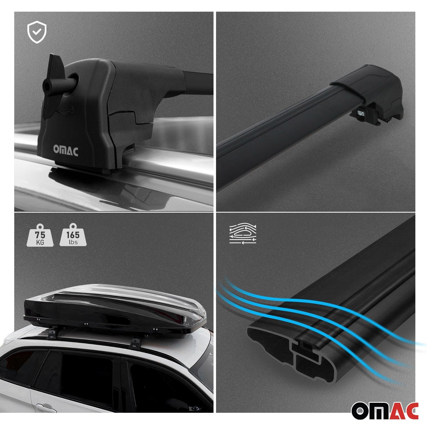 2006-2015 Ford Galaxy Dachträger Grundträger Schwarz Alu 2 tlg OMAC DE