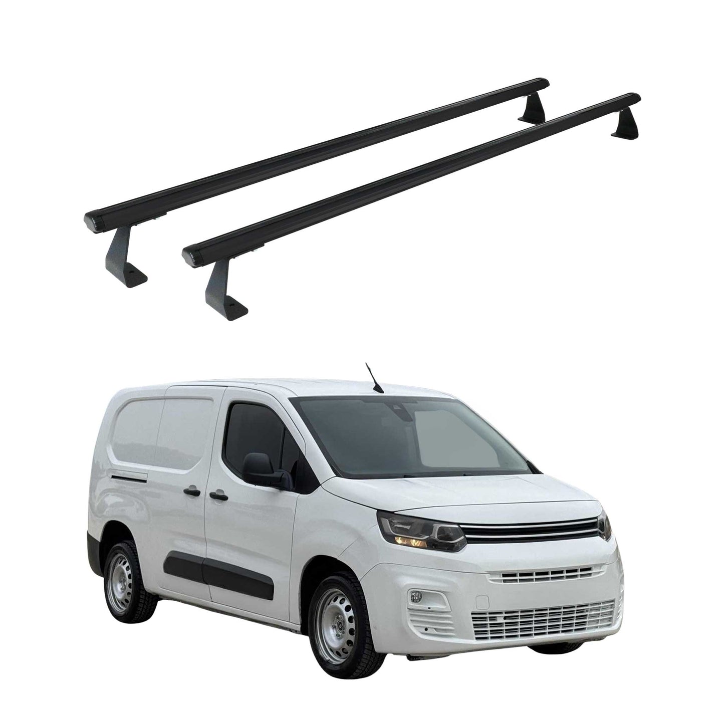 Dachträger Grundtäger für Citroen Berlingo 2018-2025 75kg Alu Schwarz 2 tlg OMAC DE