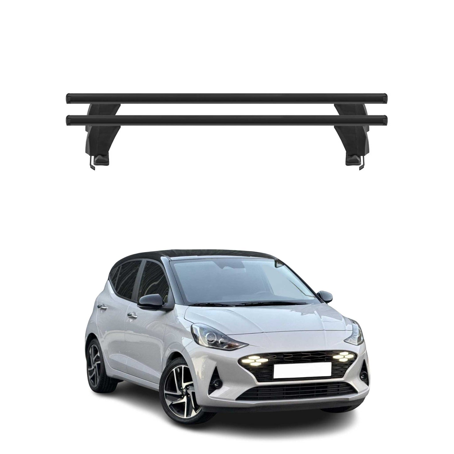 Menabo Dachträger Grundträger für Hyundai i10 III 2023-2025 FL Alu Schwarz 2tlg OMAC DE