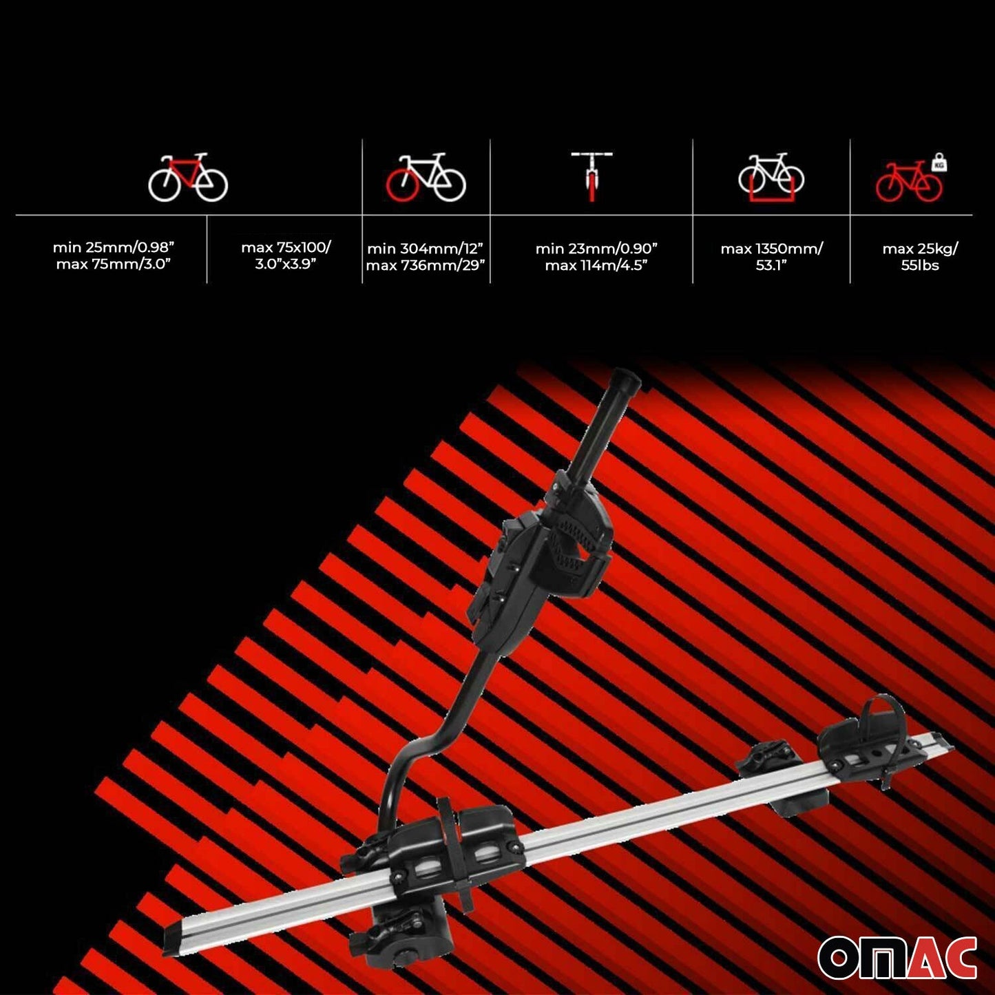 2x Farad Fahrradträger bis 25 kg ABE P-Style Dachfahrradträger EBike FatBike OMAC DE