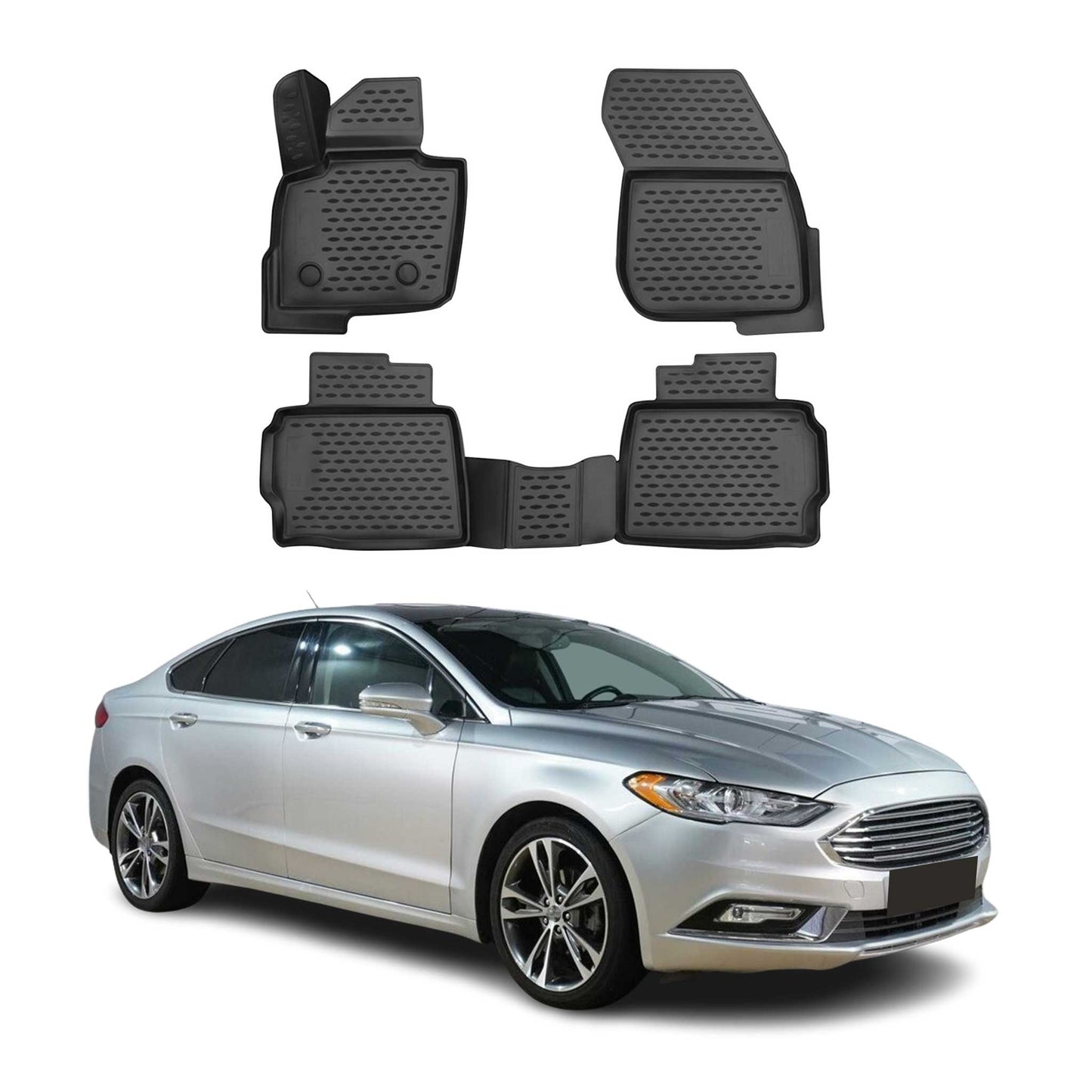 OMAC Gummimatten Fußmatten für Ford Mondeo 5 2014-2022 Limo Turnier Schwarz 4X OMAC DE