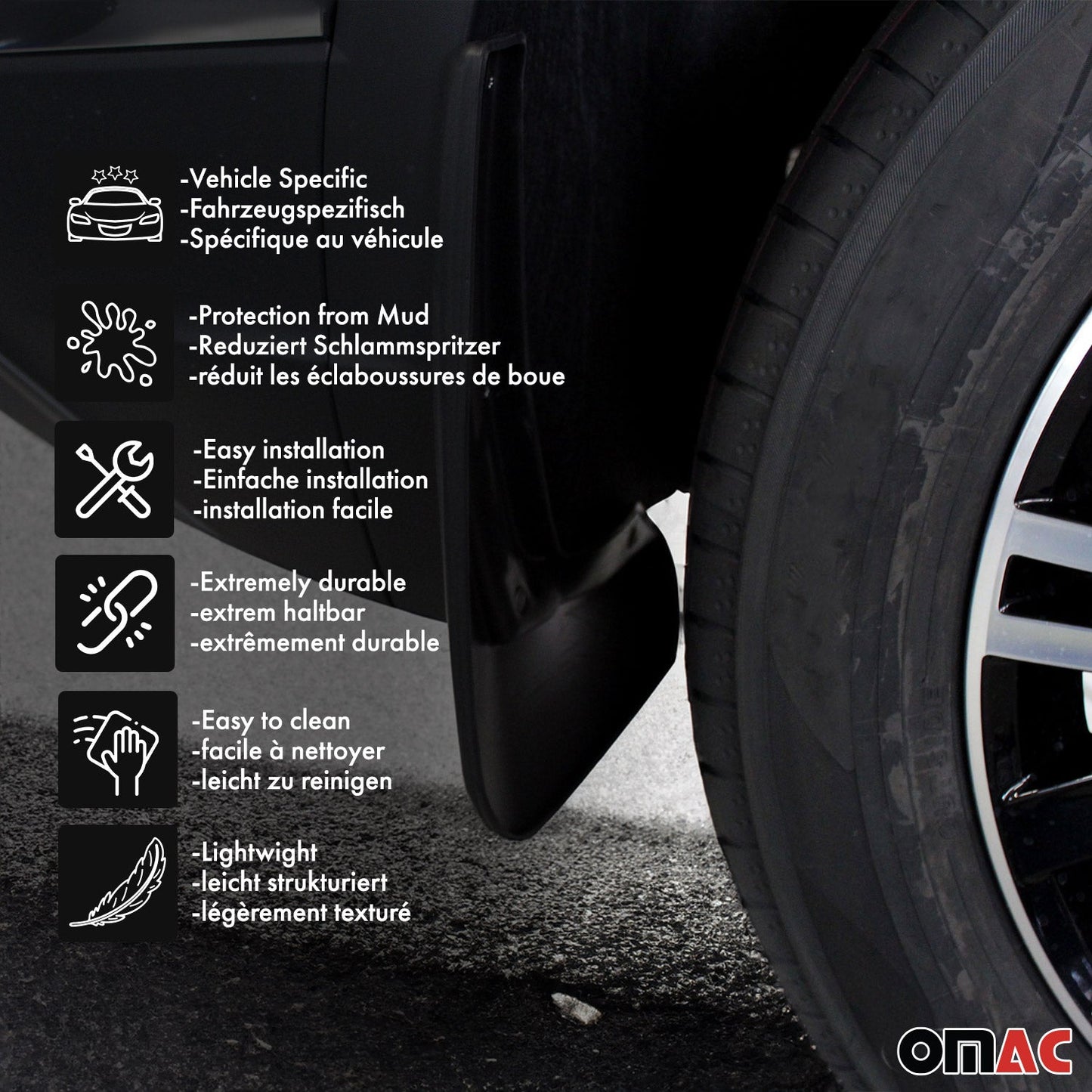 Schmutzfänger Spritzschutz Kotflügel für Jeep Cherokee 2014-2018 Schwarz 2 tlg OMAC DE
