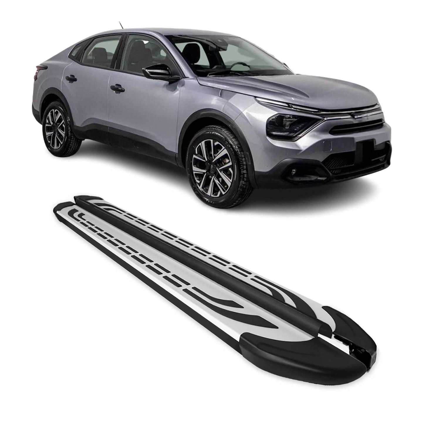 Trittbretter Seitenschweller für Citroen C4 X 2022-2025 Silber Schwarz 2 tlg OMAC DE