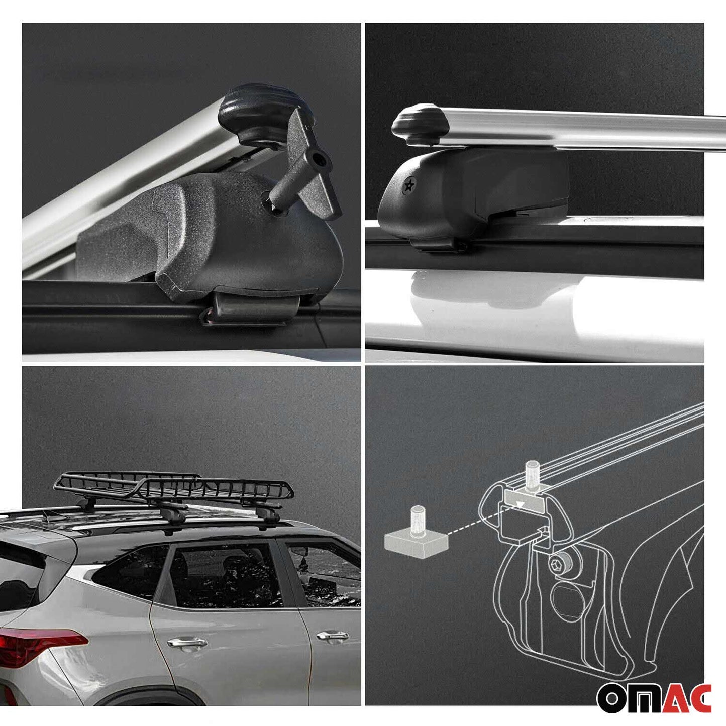 Dachträger Gepäckträger ABE für Lincoln Nautilus 2019-2023 Aluminium Silber OMAC DE