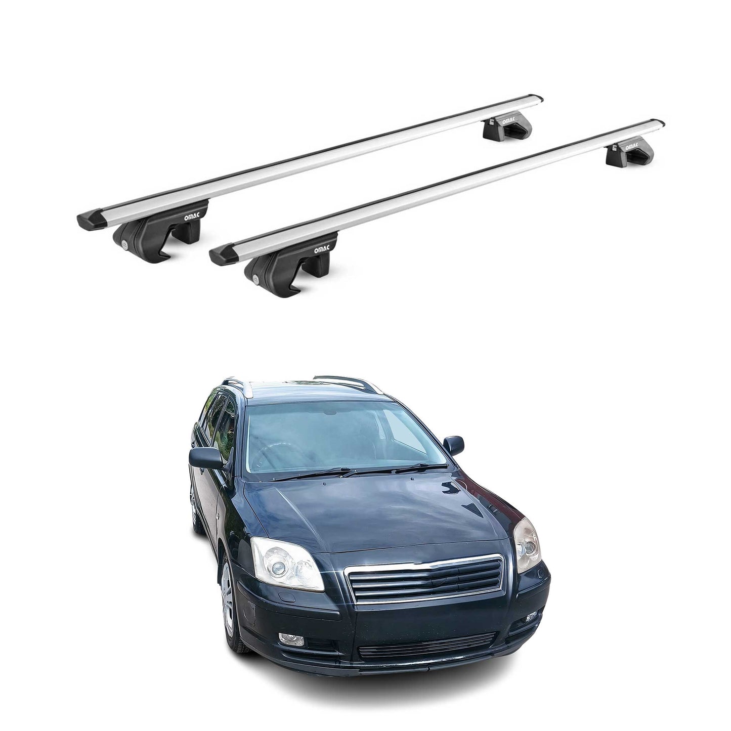 Dachträger für Toyota Avensis mk1 Kombi 1997-2003 5 tür 90kg Alu Silber 2x ABE OMAC DE