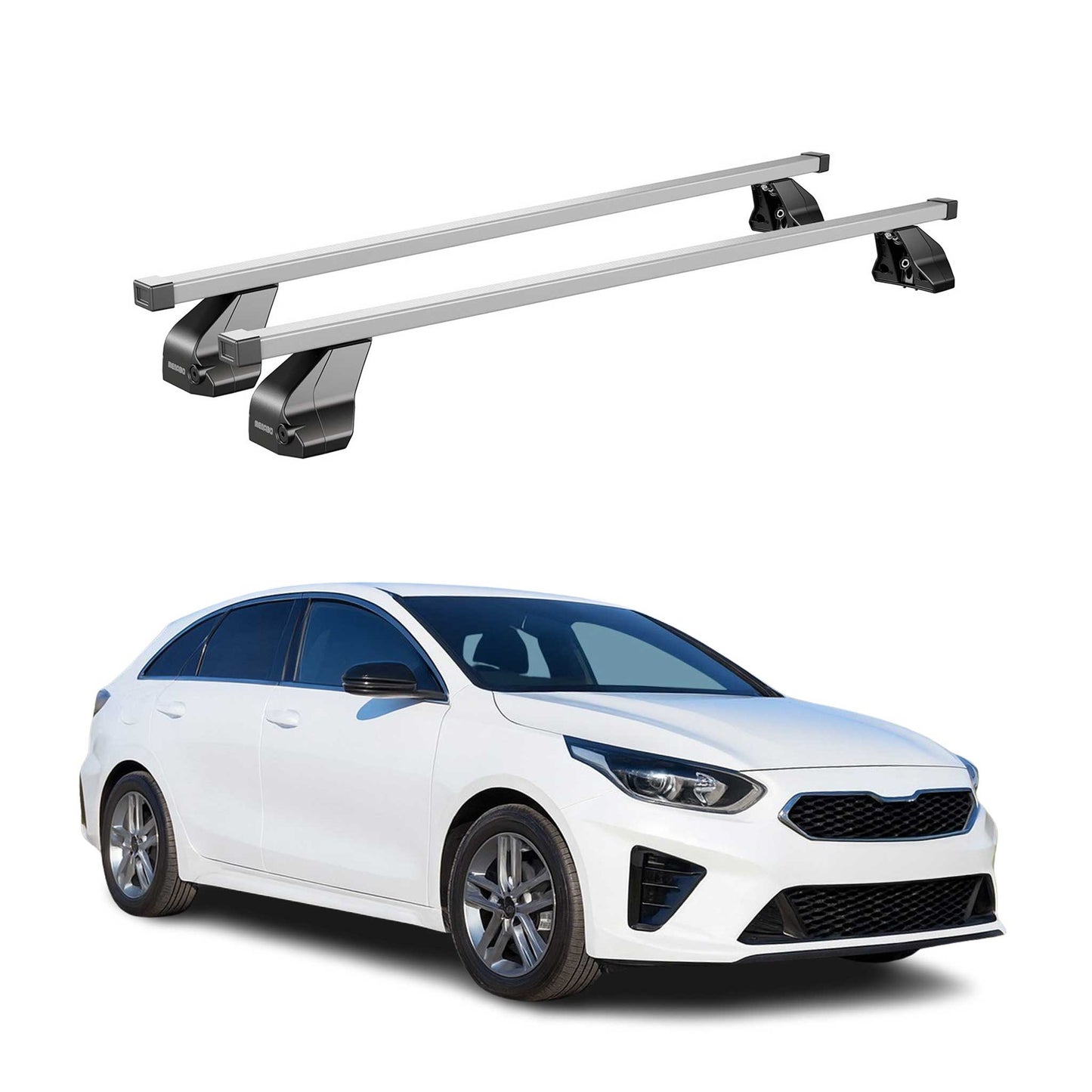 Menabo Dachträger Grundtäger für Kia Pro Ceed 2018-2025 75kg Stahl Silber 2 tlg OMAC DE