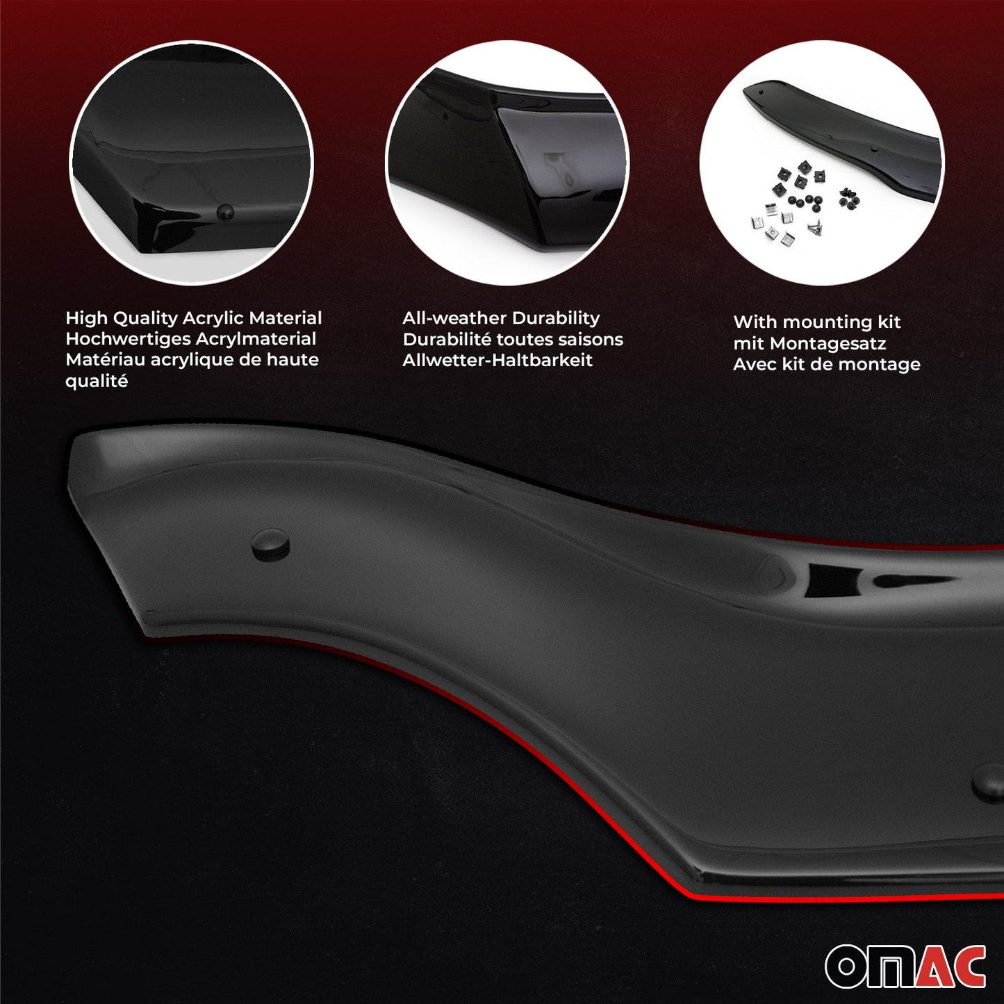 Motorhaube Deflektor Windabweiser Regenabweiser Set für Audi Q7 4L 2006-2015 OMAC DE