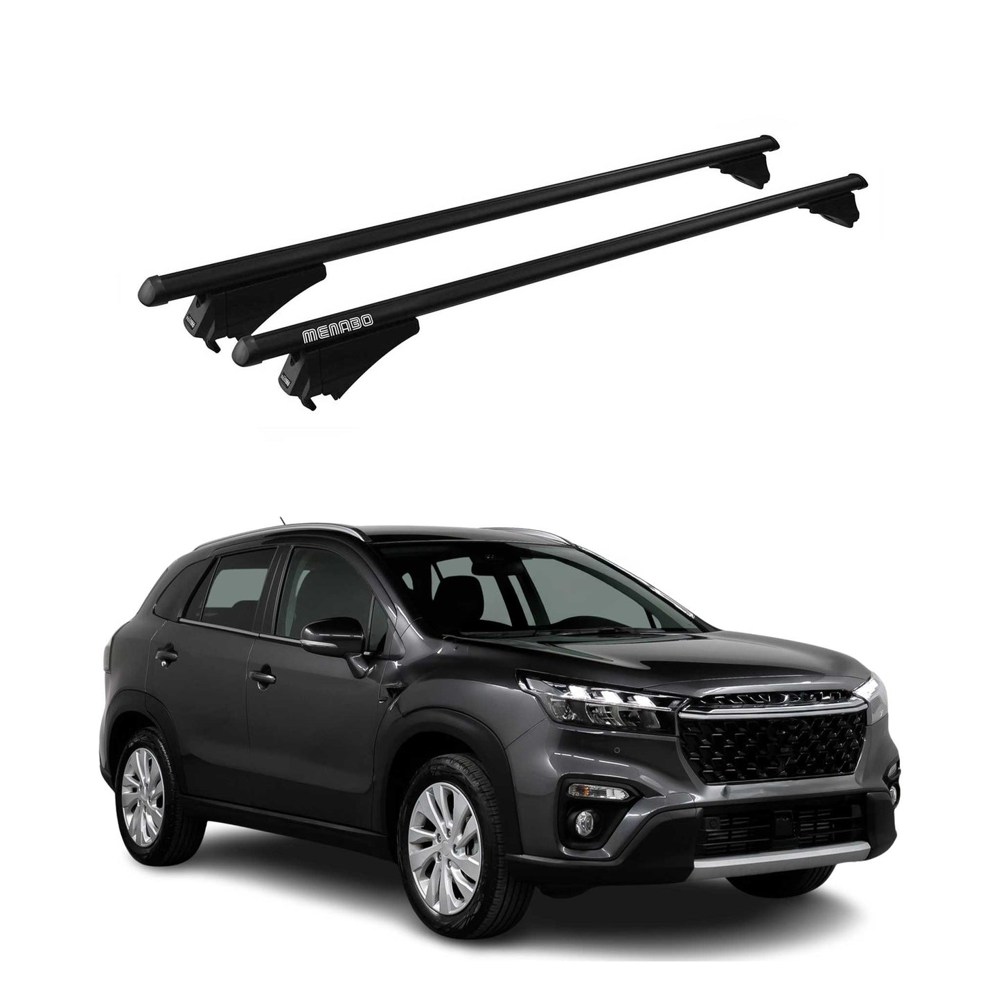 Menabo Dachträger für Suzuki SX4 S-Cross mk2 2016-2021 FL 75kg Alu Schwarz 2x OMAC DE