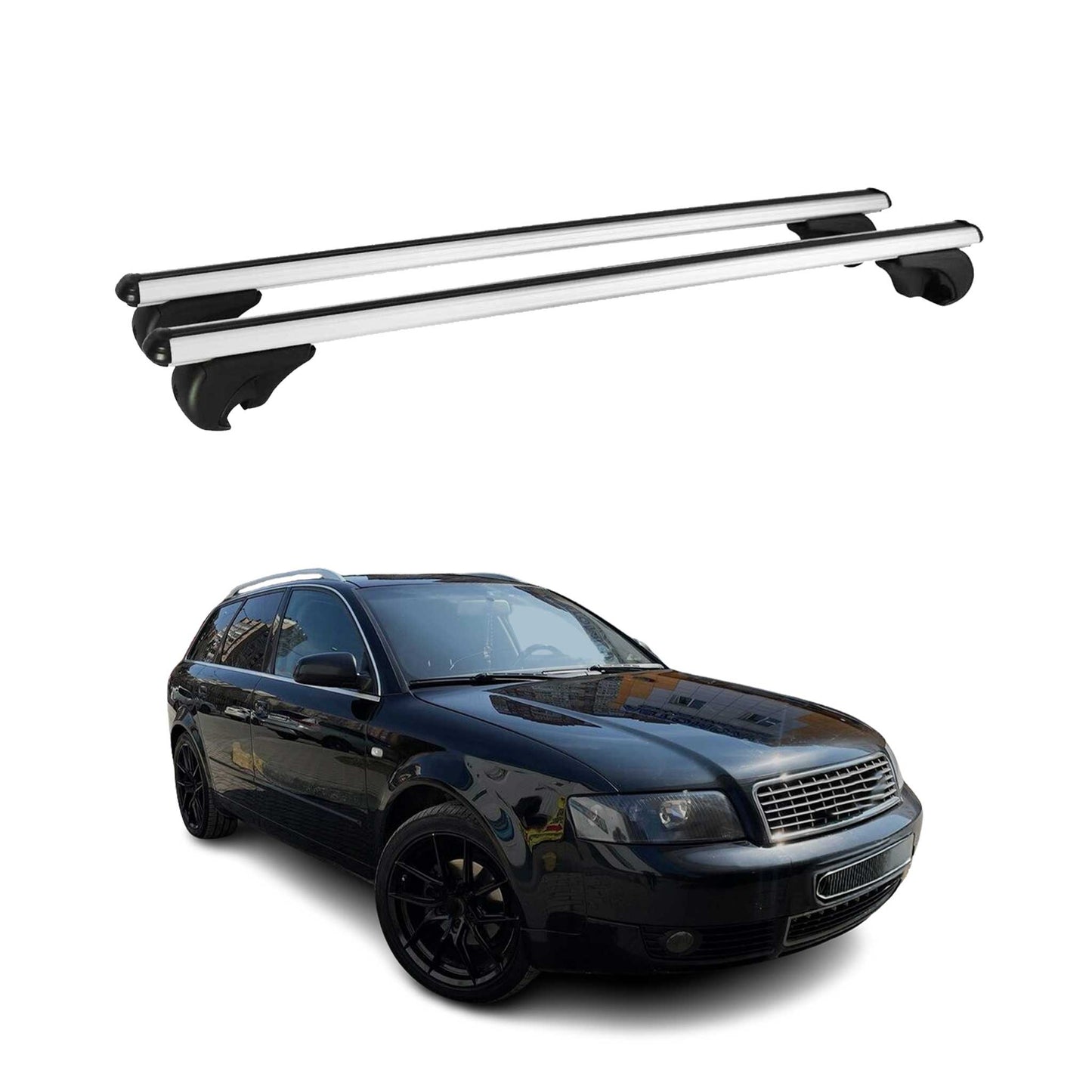 Dachträger Grundtäger für Audi A4 B6 Avant 2001-2004 75kg Aluminium Silber 2 tlg OMAC DE