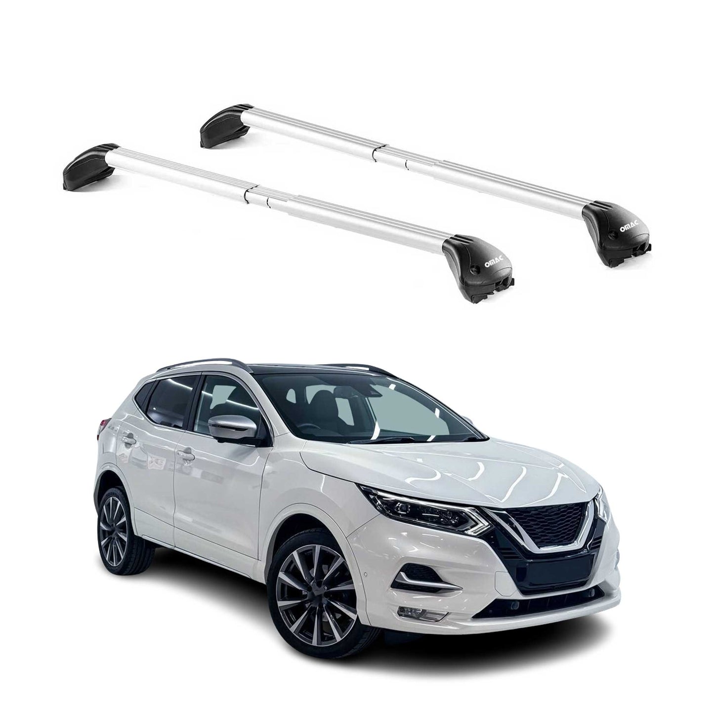 Dachträger Grundtäger für Nissan Qashqai J11 2014-2021 5tür 100kg Alu ABE Silber OMAC DE