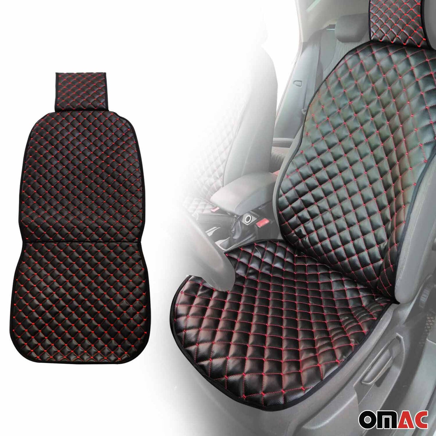 Schonbezug Sitzauflage für Opel Movano Zafira Vivaro Meriva PU-Leder Schwarz Rot OMAC DE