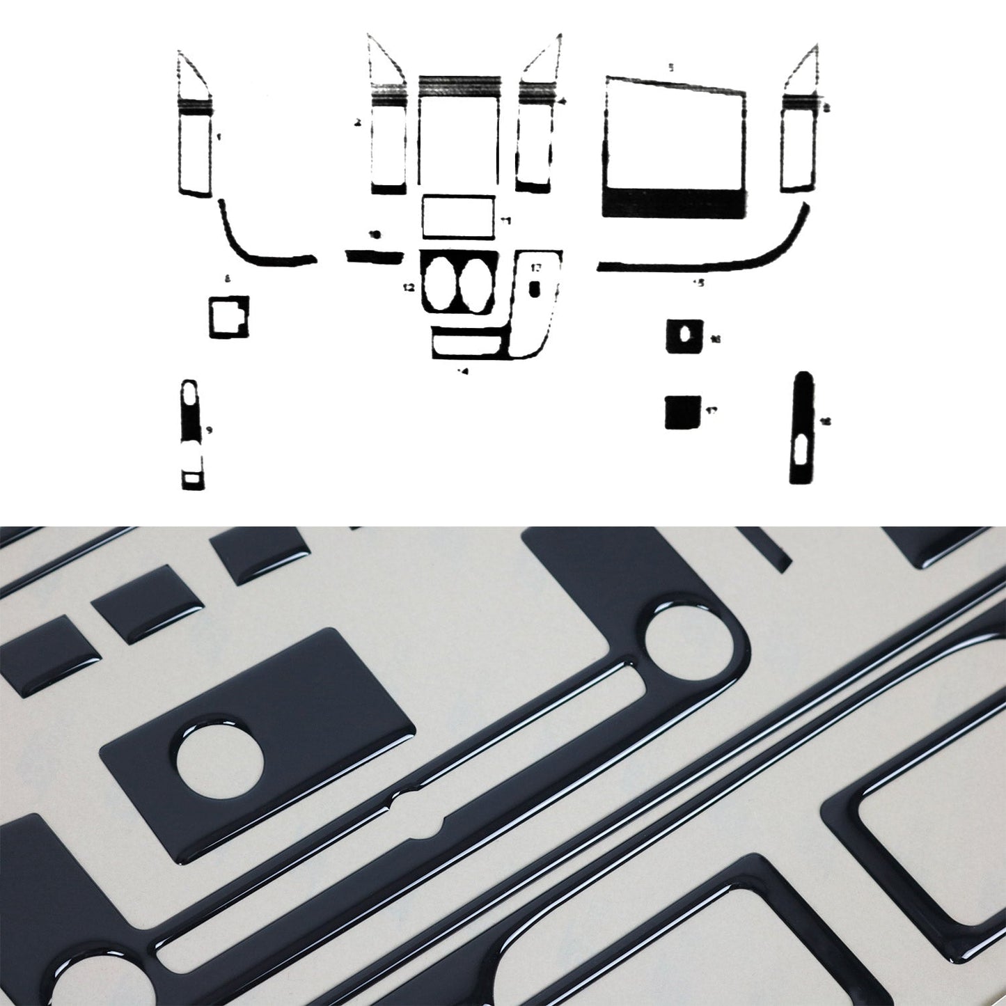 Innenraum Dekor Cockpit für Citroen Jumper 2006-2014 Piano Schwarz Optik 18tlg OMAC DE